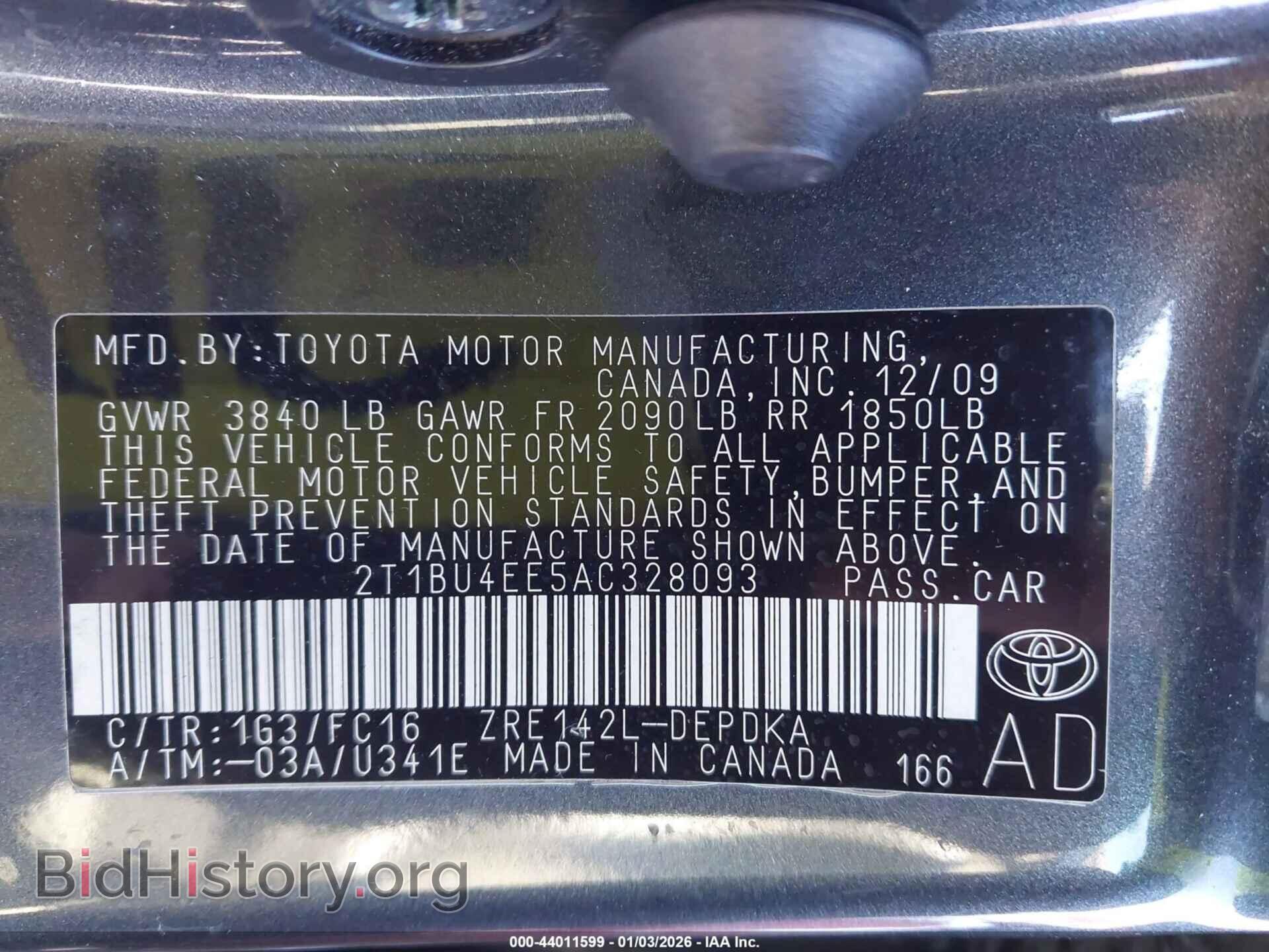 2010 TOYOTA COROLLA - VIN: 2T1BU4EE5AC328093 - Фото 9