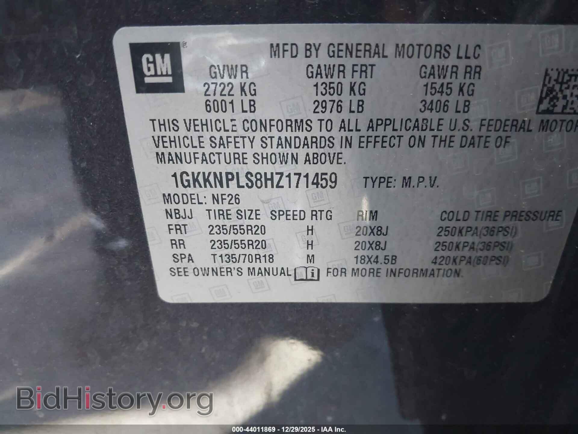 2017 GMC ACADIA - VIN: 1GKKNPLS8HZ171459 - Фото 9