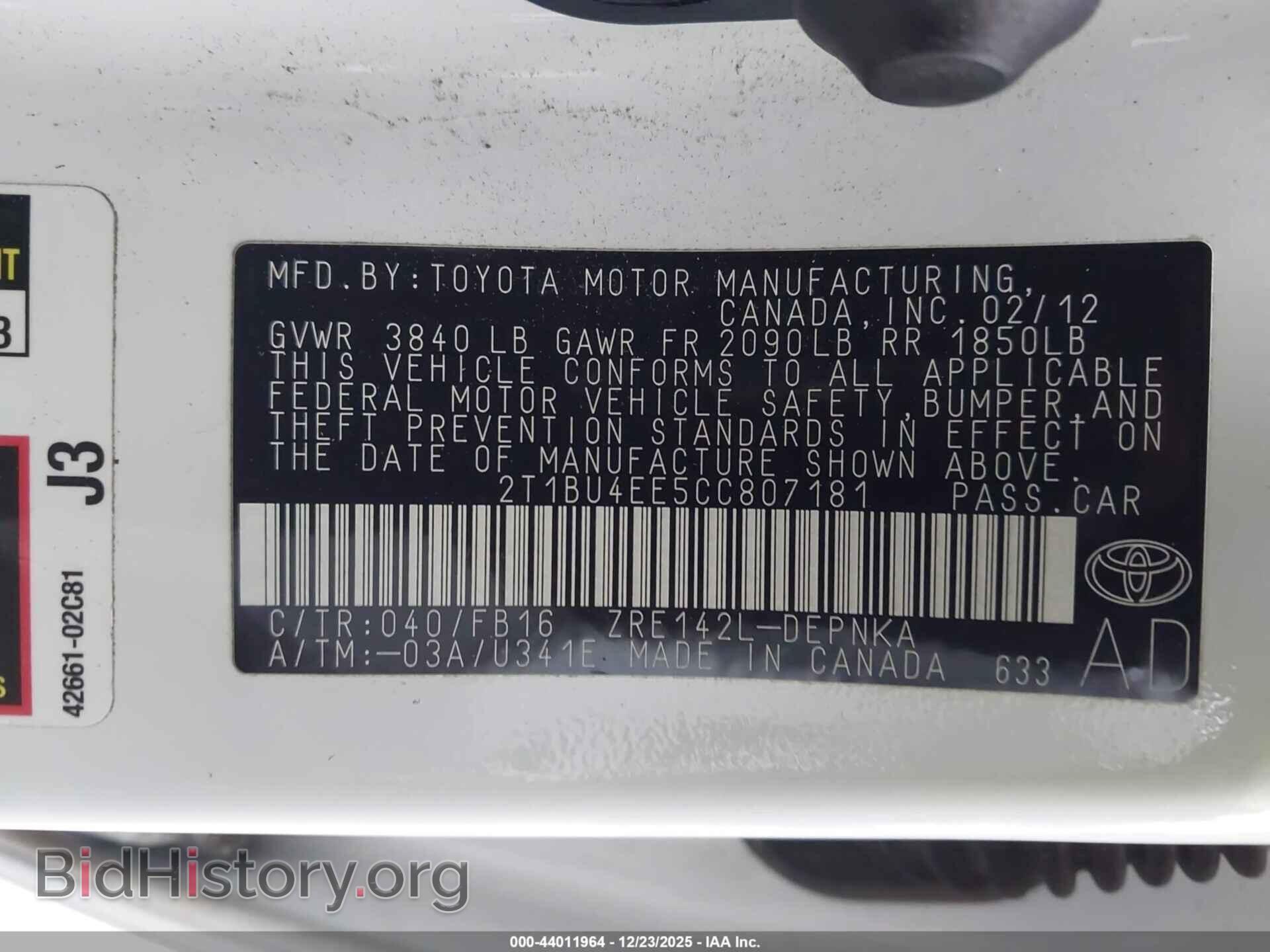 2012 TOYOTA COROLLA - VIN: 2T1BU4EE5CC807181 - Фото 9