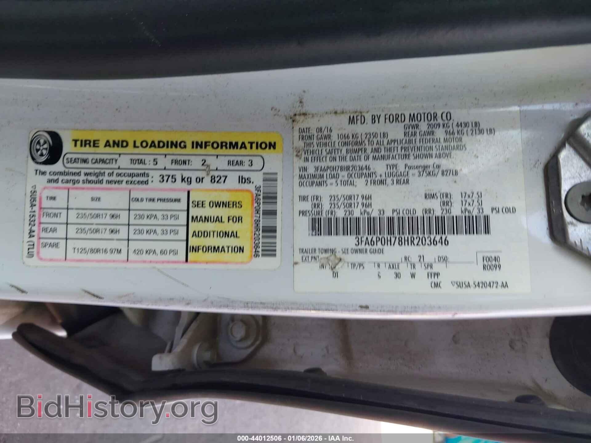 2017 FORD FUSION - VIN: 3FA6P0H78HR203646 - Фото 9
