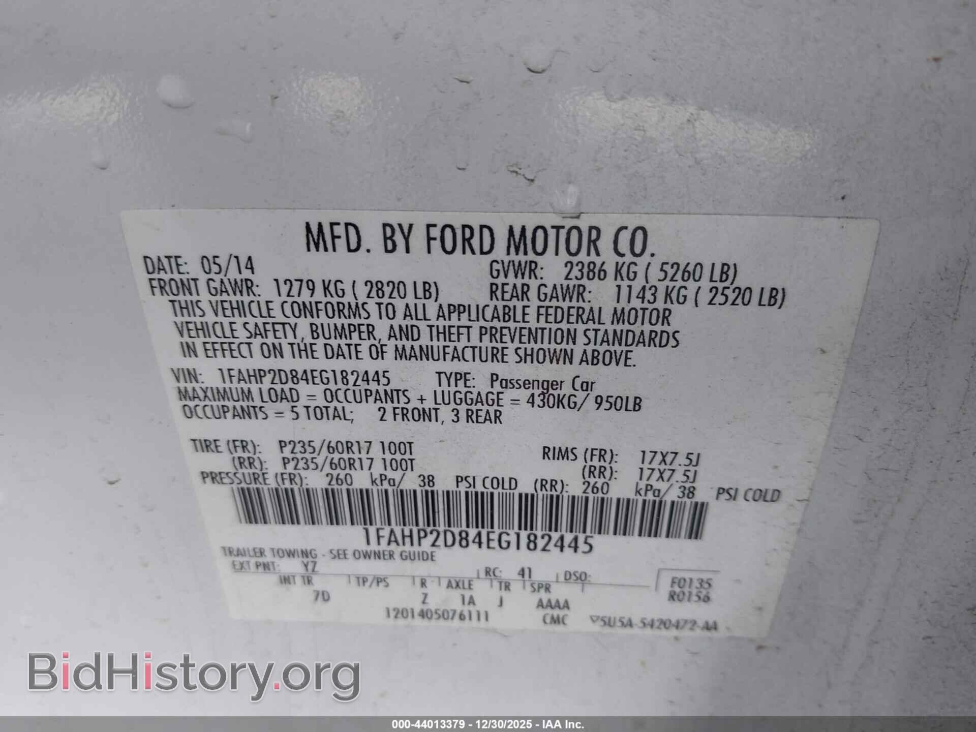2014 FORD TAURUS - VIN: 1FAHP2D84EG182445 - Фото 9