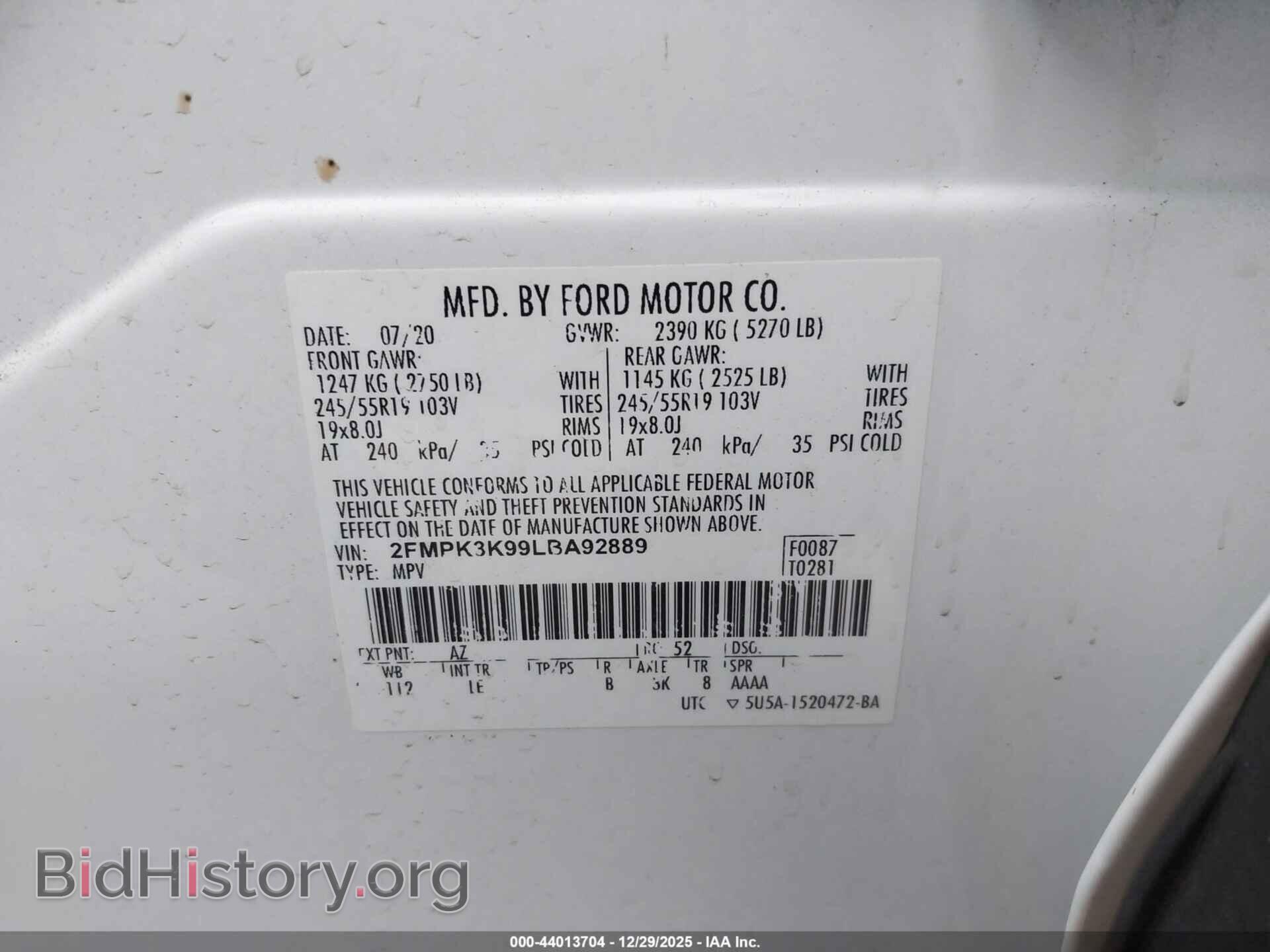 2020 FORD EDGE - VIN: 2FMPK3K99LBA92889 - Фото 9