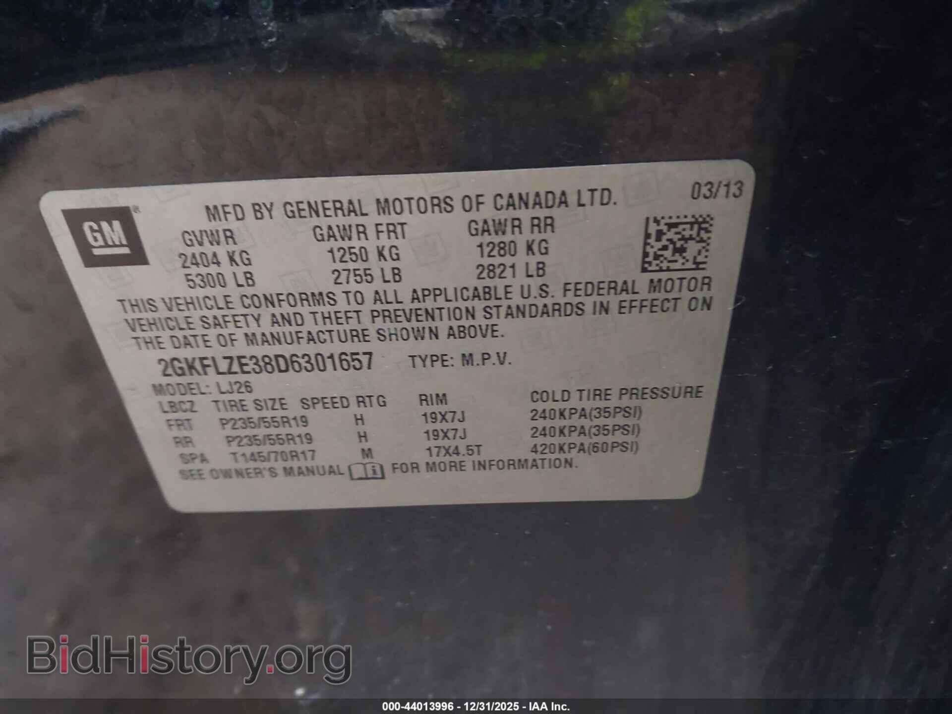2013 GMC TERRAIN - VIN: 2GKFLZE38D6301657 - Фото 9