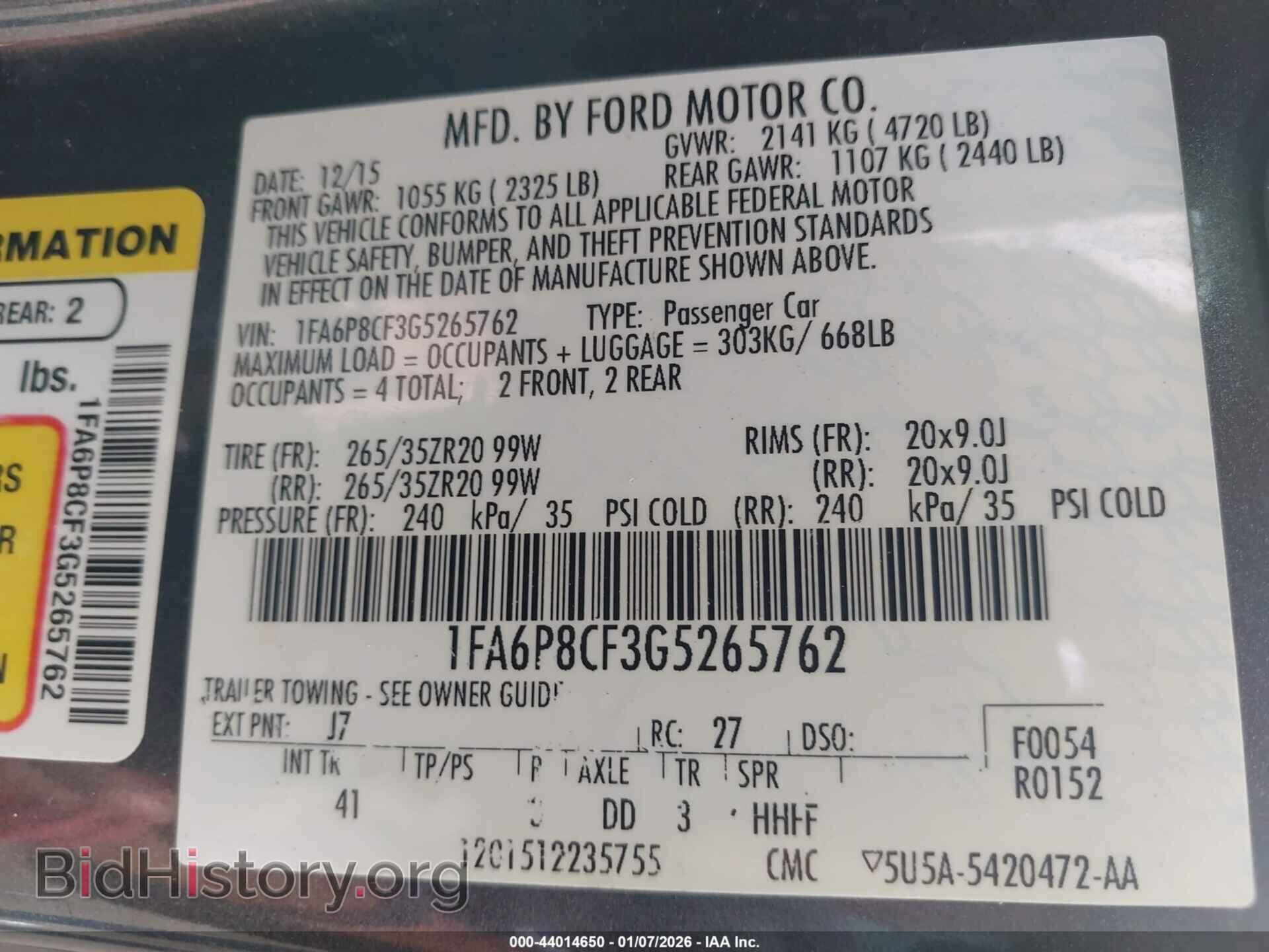 2016 FORD MUSTANG - VIN: 1FA6P8CF3G5265762 - Фото 9