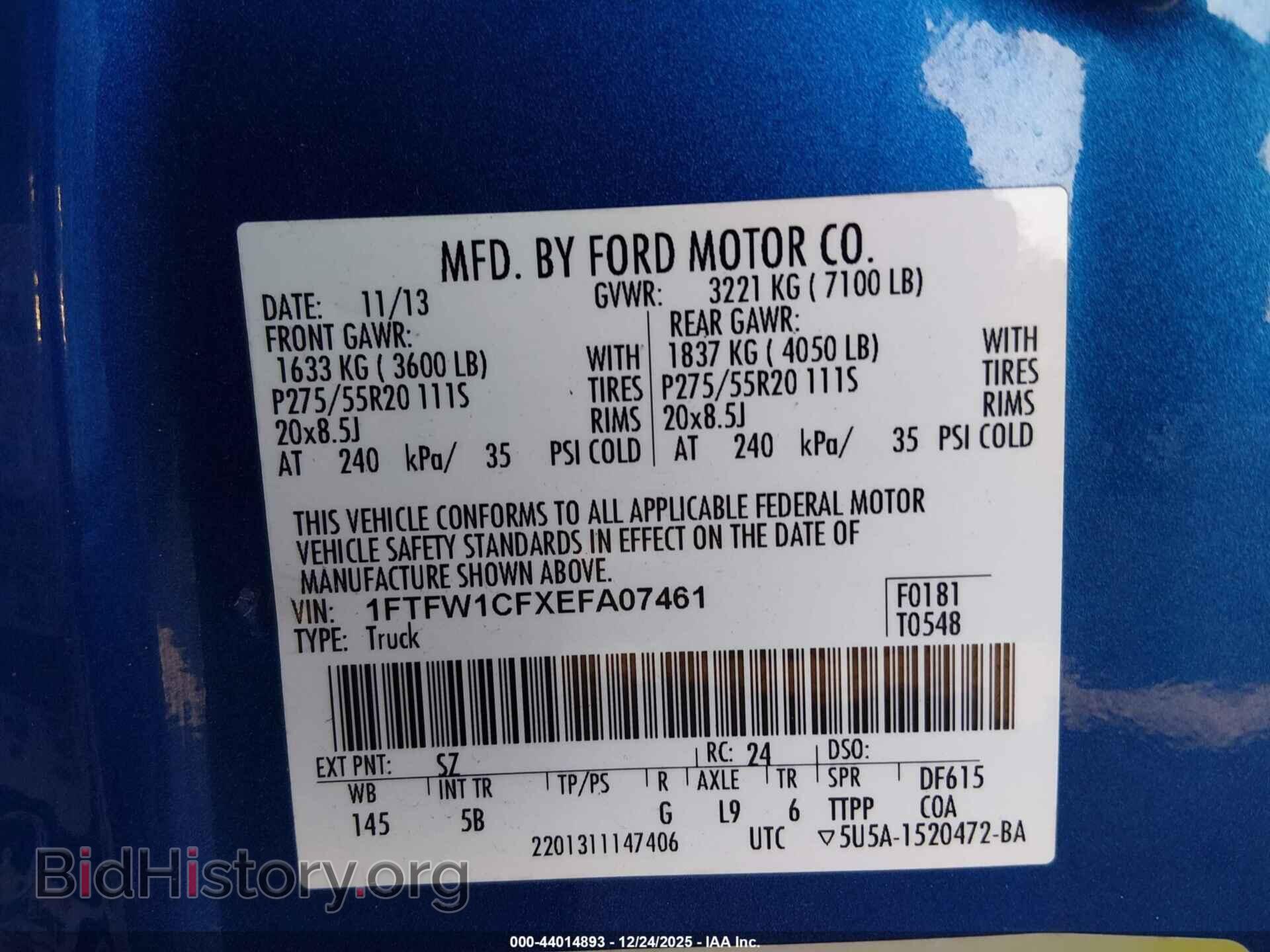 2014 FORD F-150 - VIN: 1FTFW1CFXEFA07461 - Фото 9