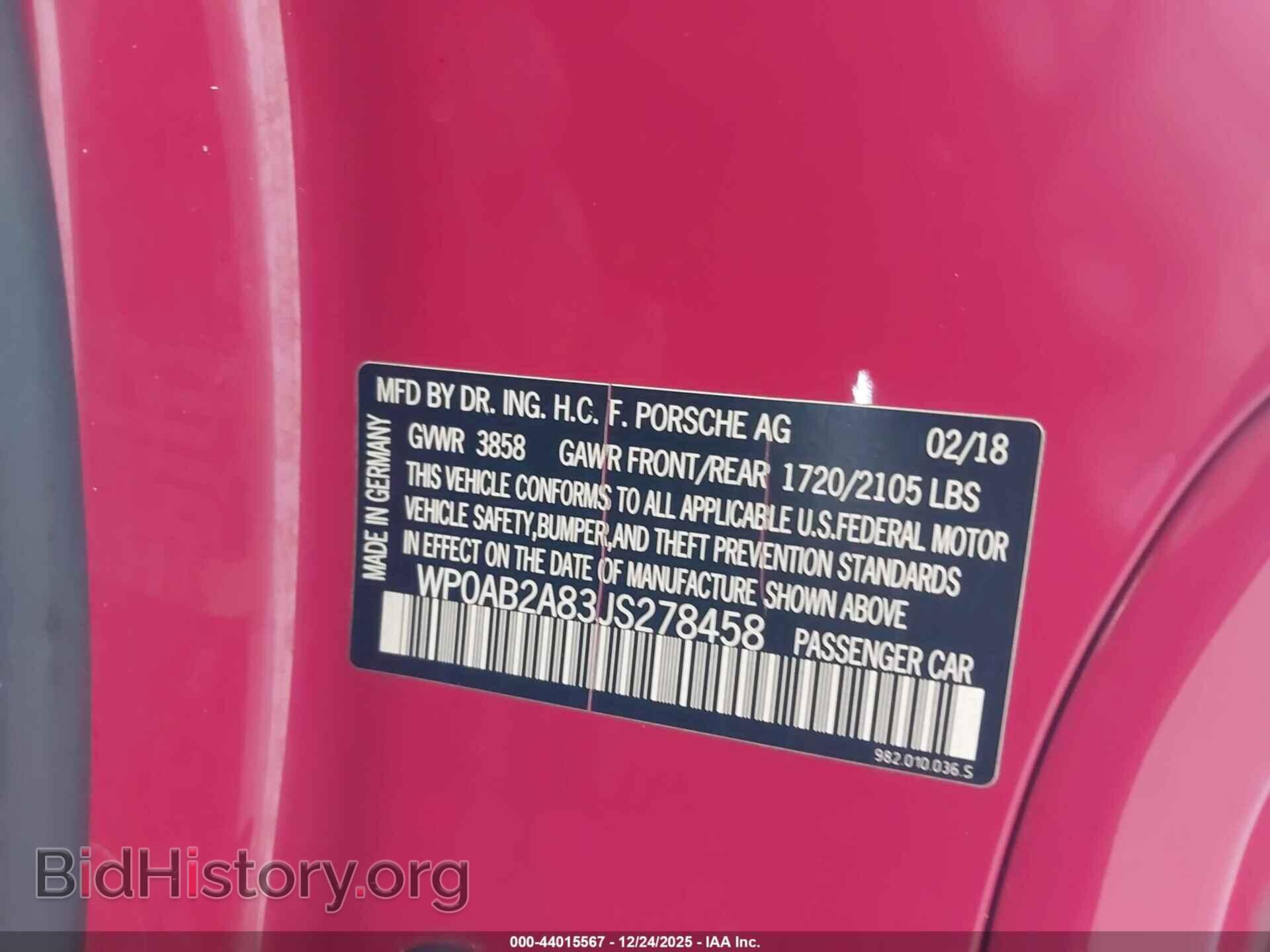 2018 PORSCHE 718 CAYMAN - VIN: WP0AB2A83JS278458 - Фото 9