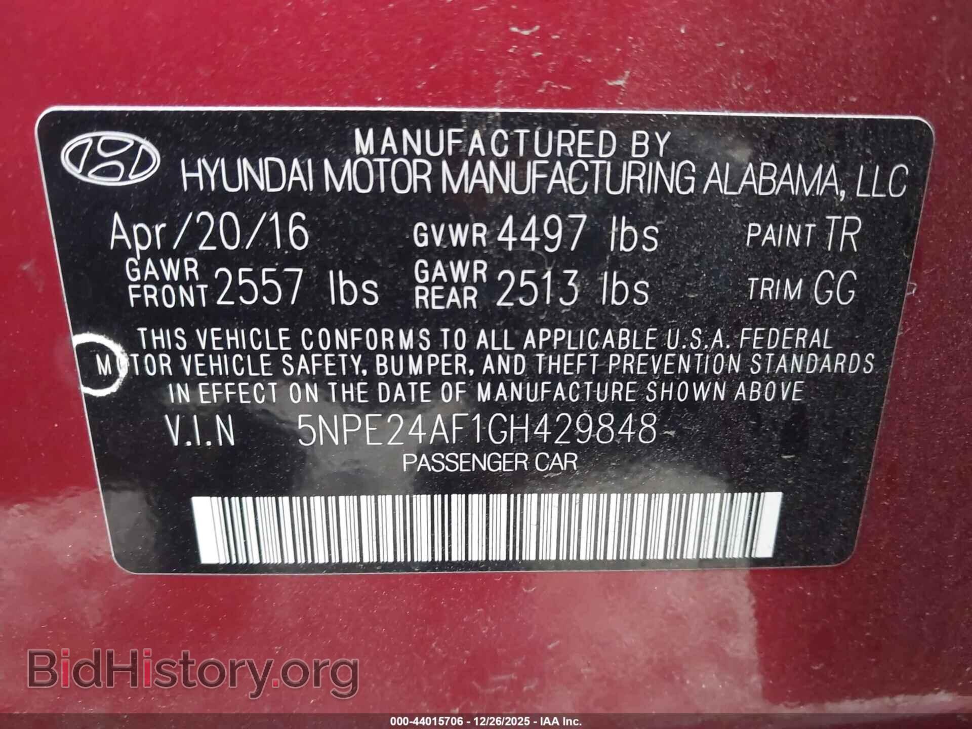 2016 HYUNDAI SONATA - VIN: 5NPE24AF1GH429848 - Фото 9