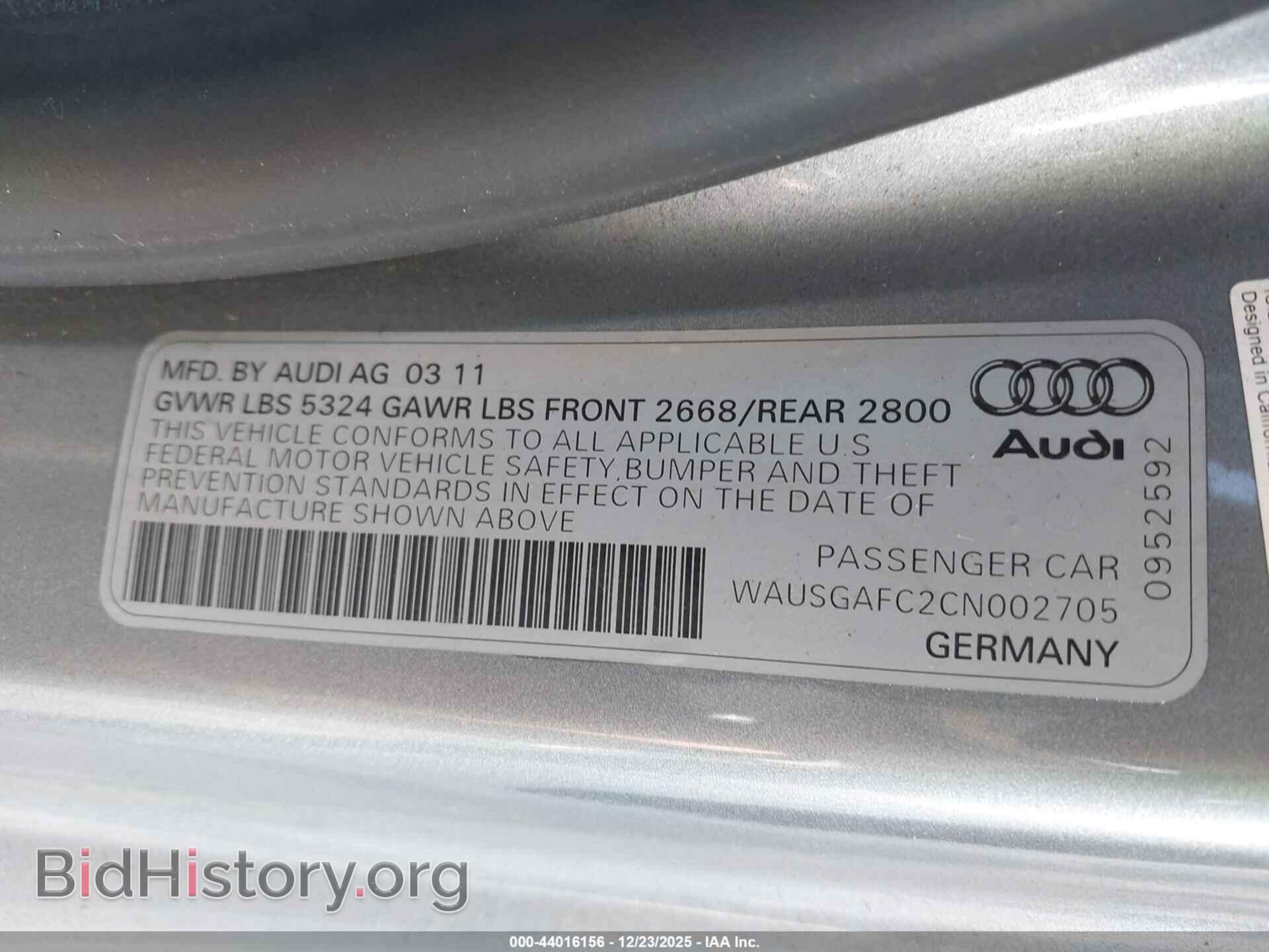 2012 AUDI A7 - VIN: WAUSGAFC2CN002705 - Фото 9