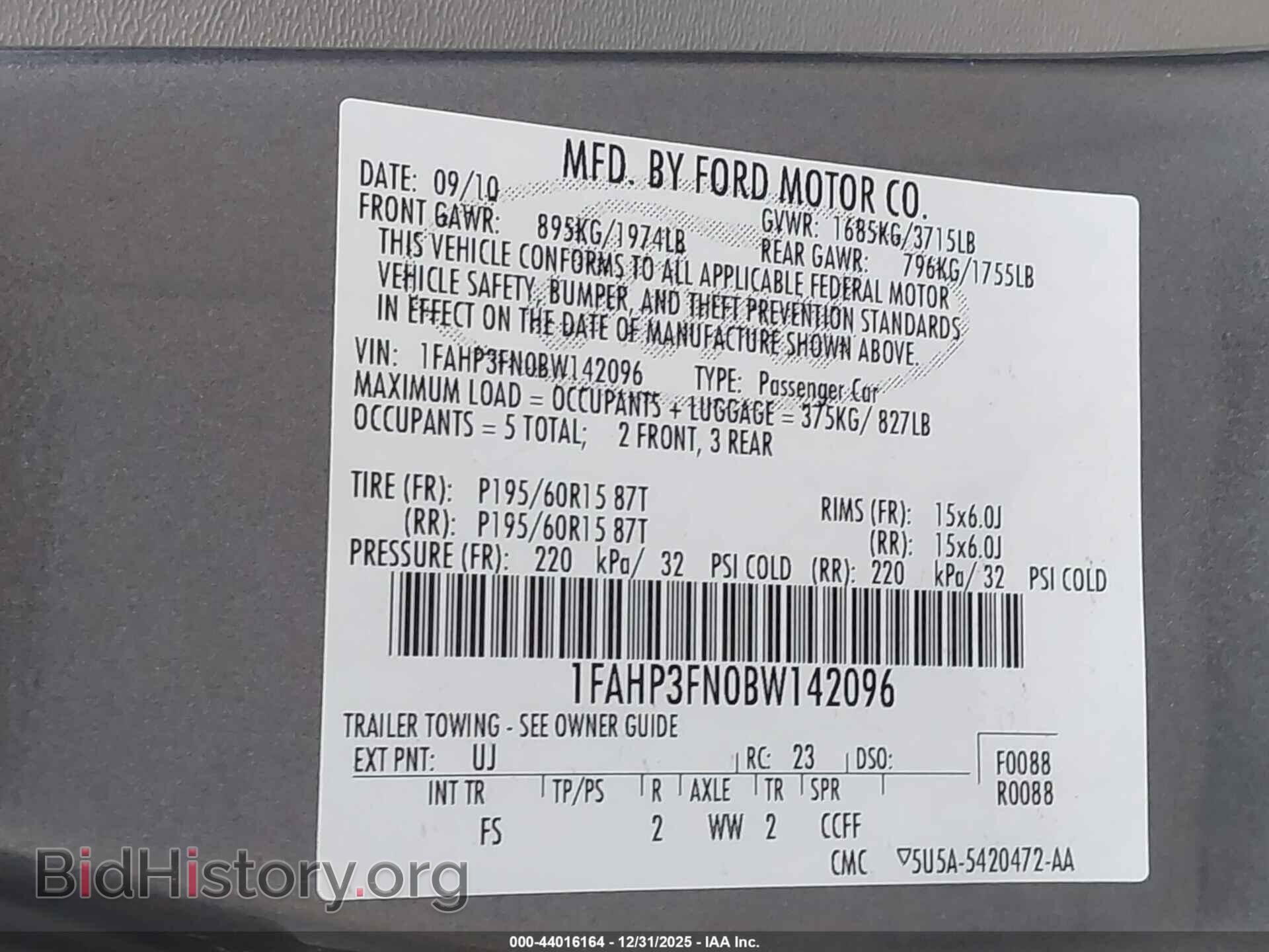 2011 FORD FOCUS - VIN: 1FAHP3FN0BW142096 - Фото 9