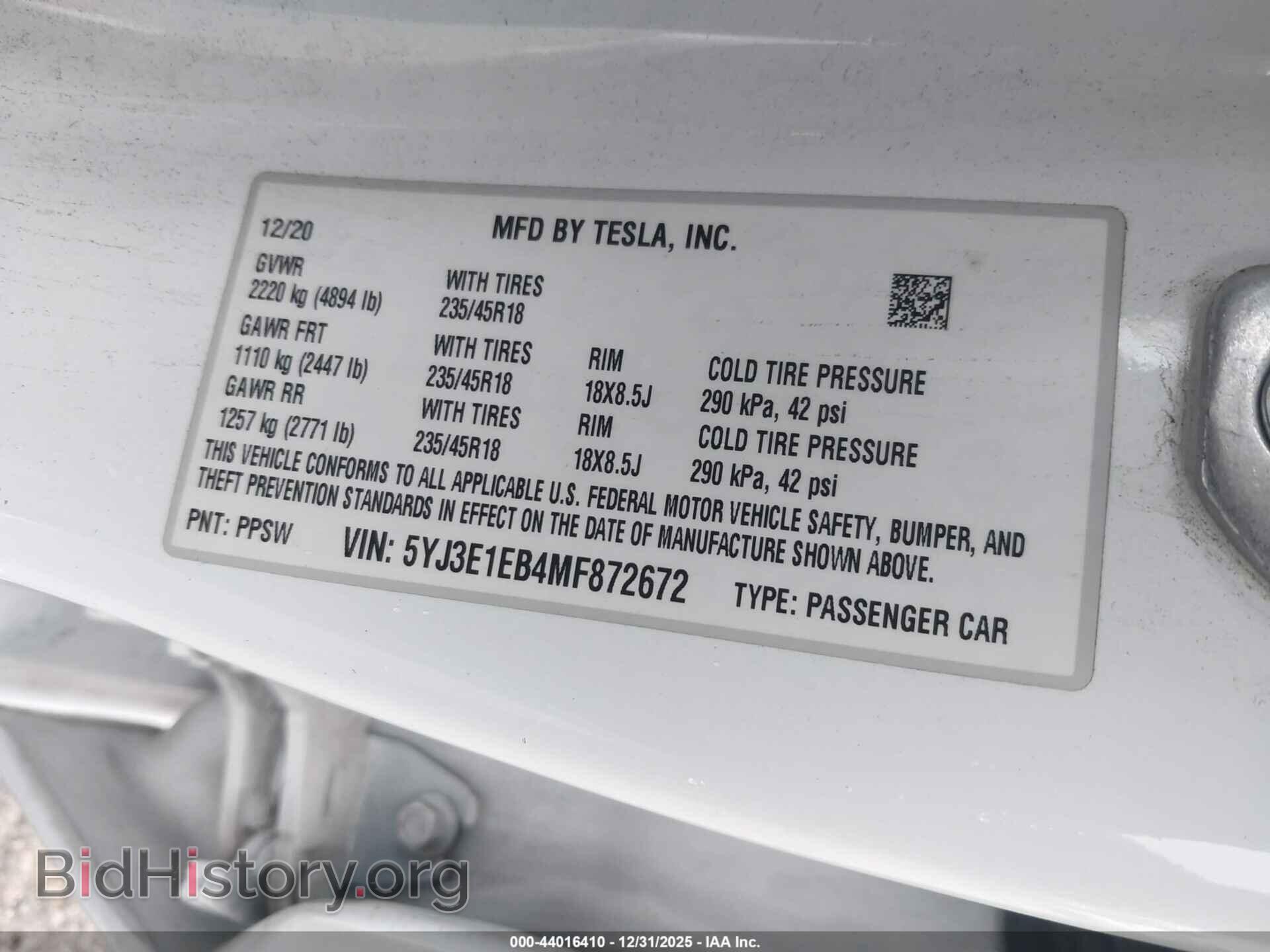 2021 TESLA MODEL 3 - VIN: 5YJ3E1EB4MF872672 - Photo 9