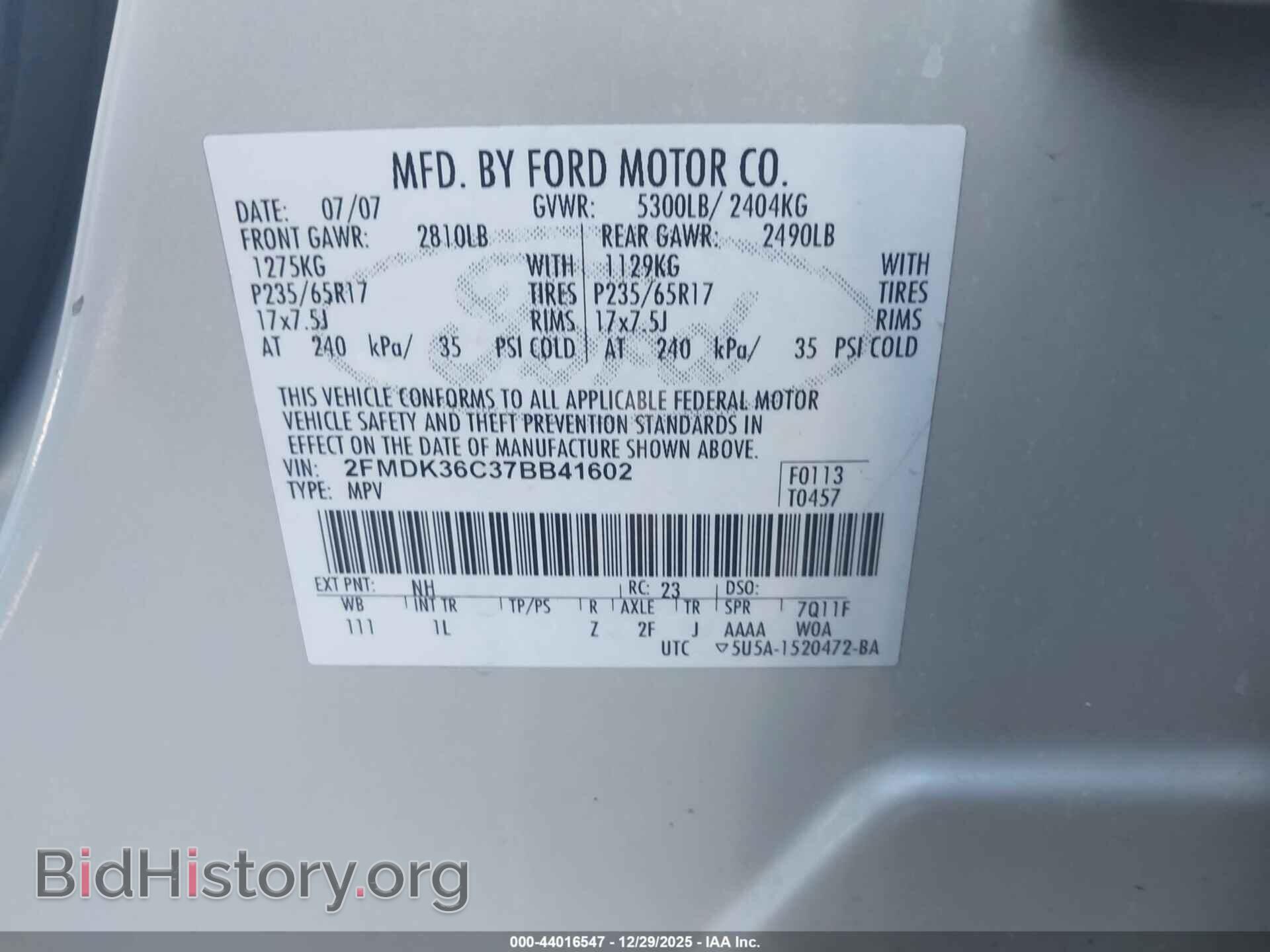 2007 FORD EDGE - VIN: 2FMDK36C37BB41602 - Photo 9
