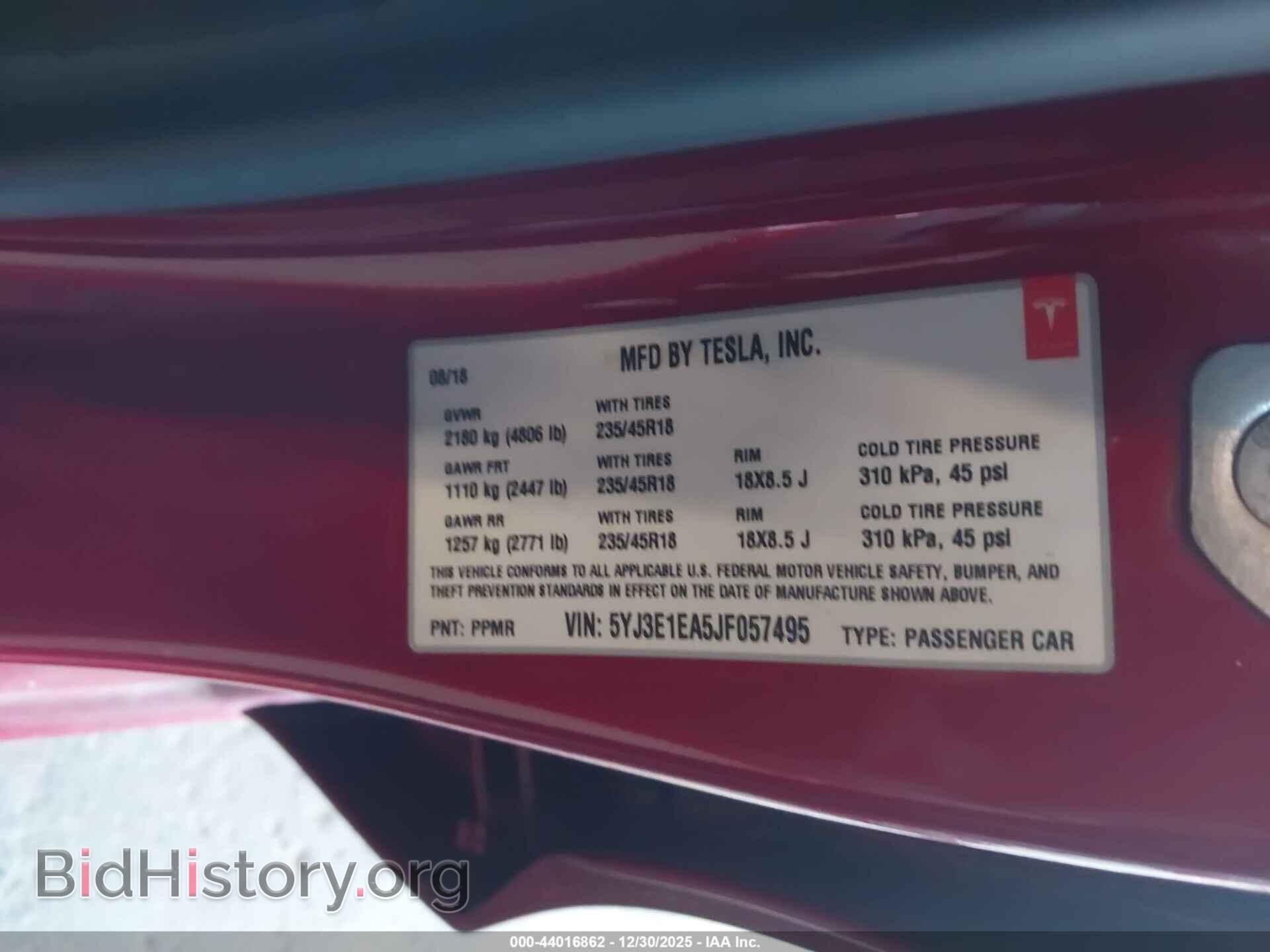 2018 TESLA MODEL 3 - VIN: 5YJ3E1EA5JF057495 - Photo 9