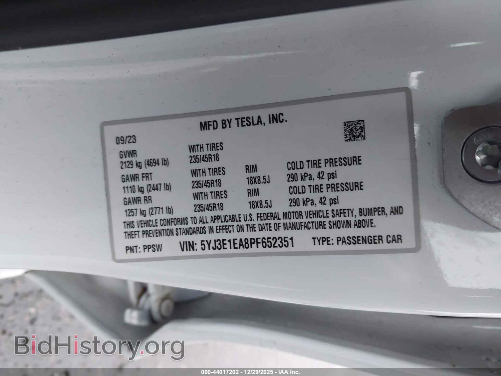 2023 TESLA MODEL 3 - VIN: 5YJ3E1EA8PF652351 - Фото 9