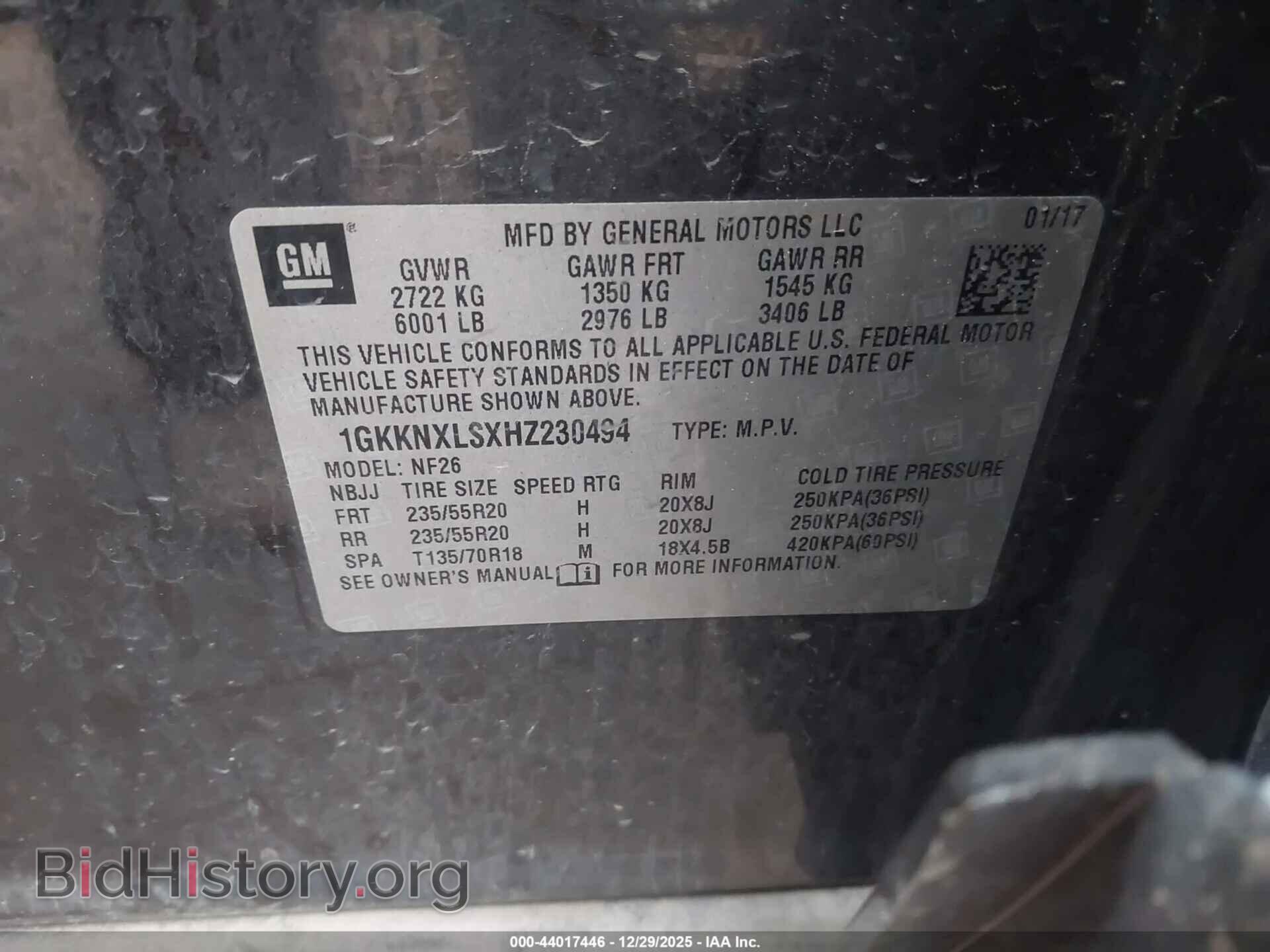 2017 GMC ACADIA - VIN: 1GKKNXLSXHZ230494 - Фото 9