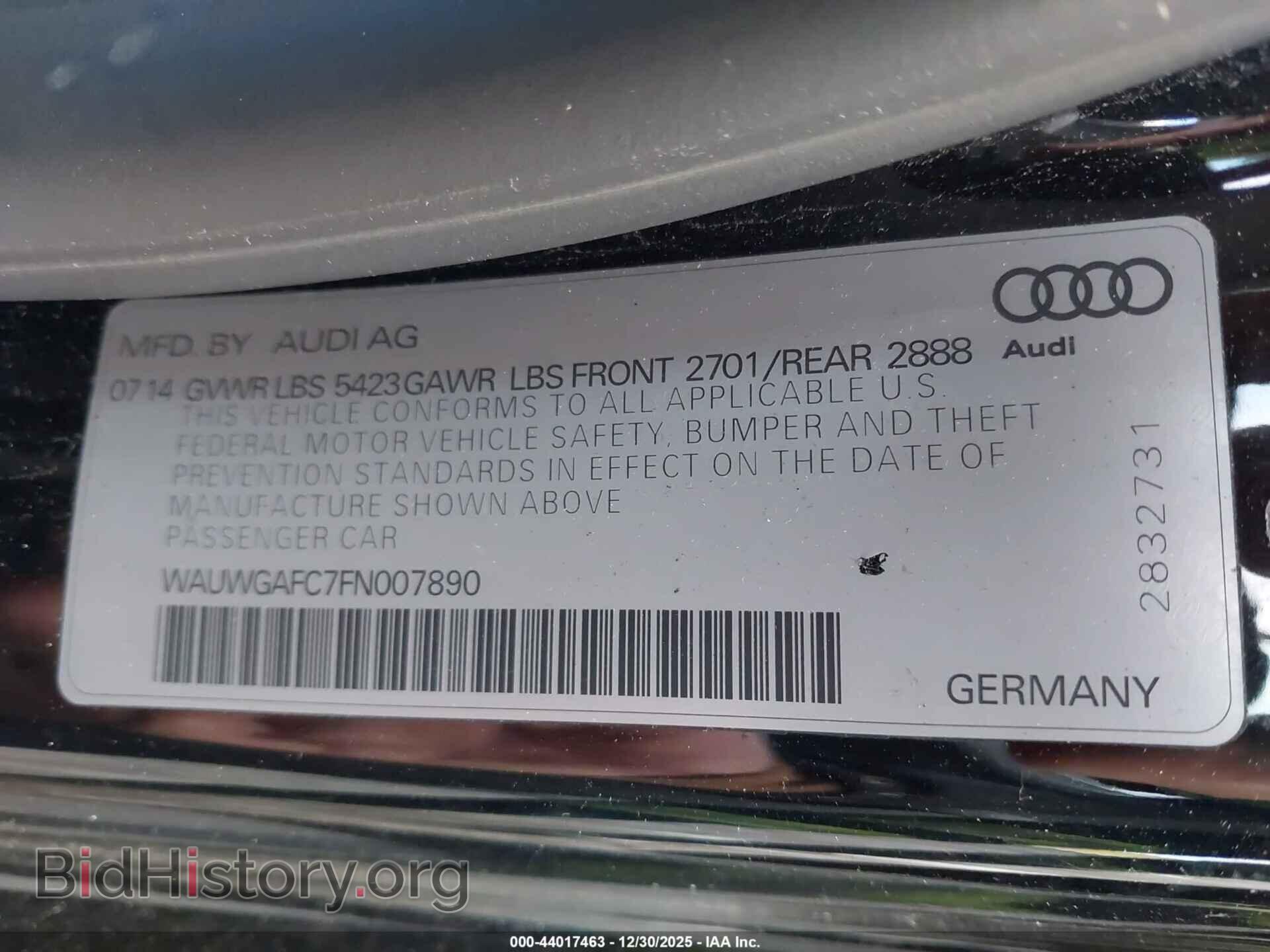 2015 AUDI A7 - VIN: WAUWGAFC7FN007890 - Фото 9