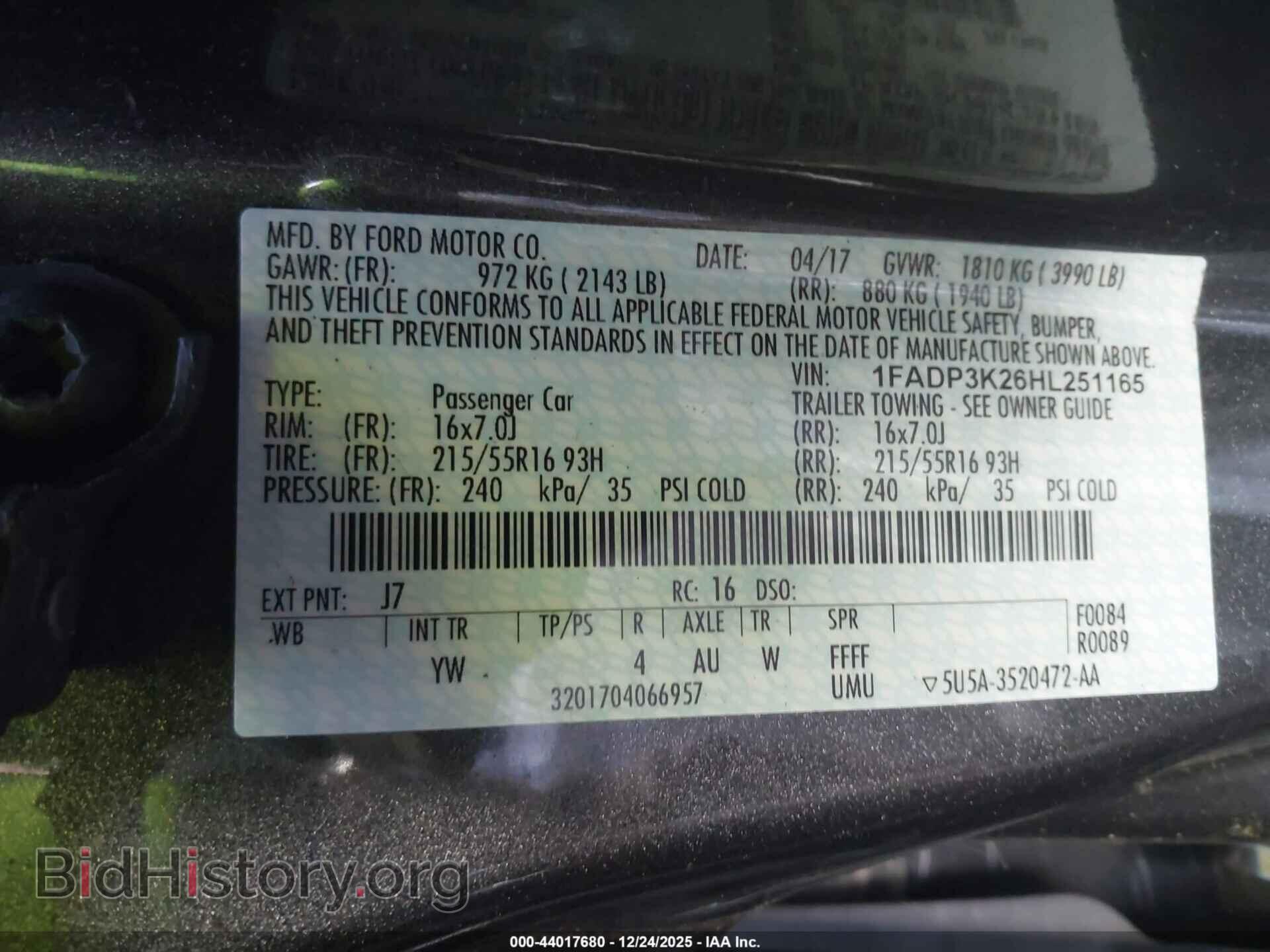 2017 FORD FOCUS - VIN: 1FADP3K26HL251165 - Фото 9