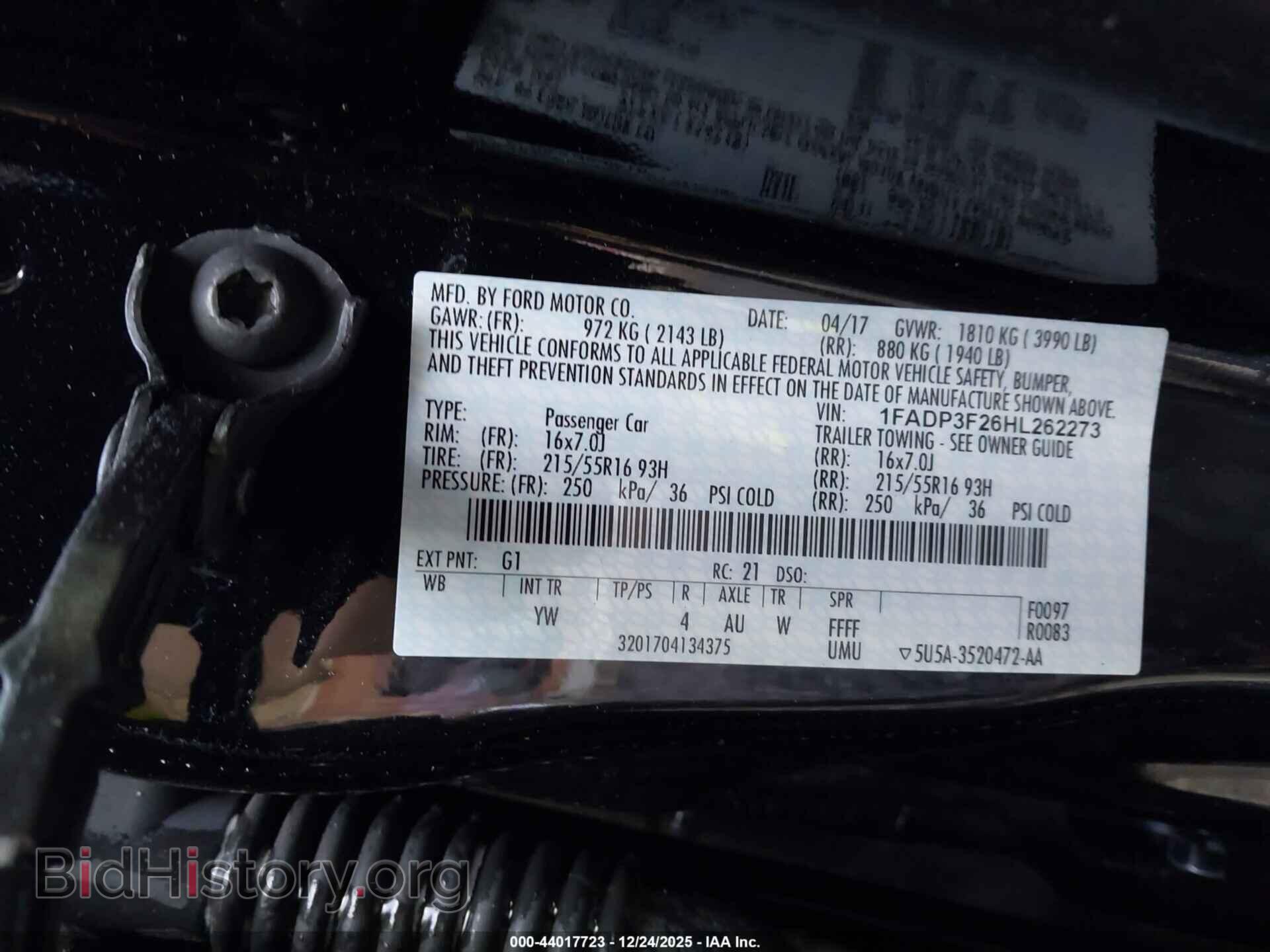 2017 FORD FOCUS - VIN: 1FADP3F26HL262273 - Фото 9