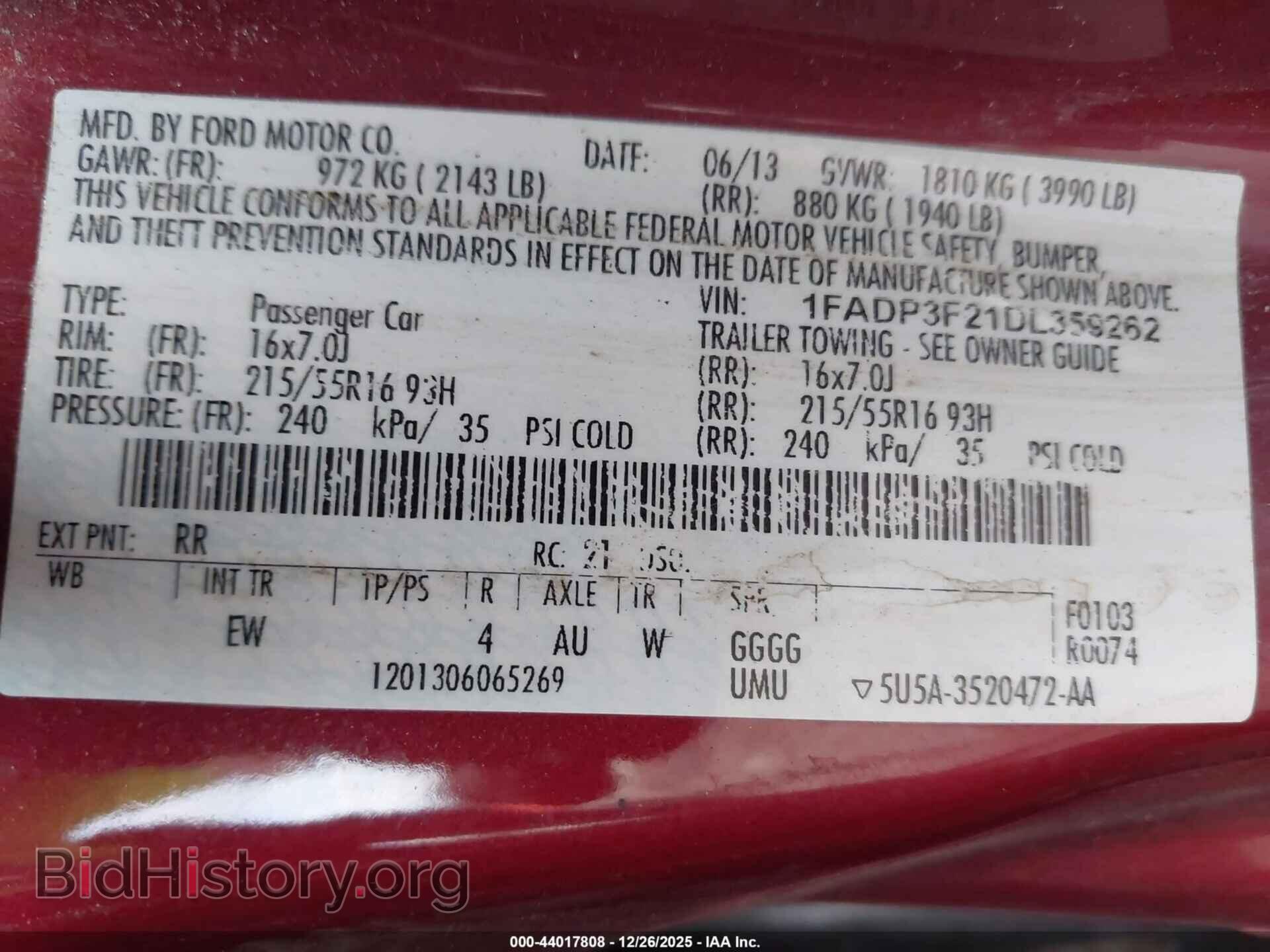 2013 FORD FOCUS - VIN: 1FADP3F21DL359262 - Фото 9