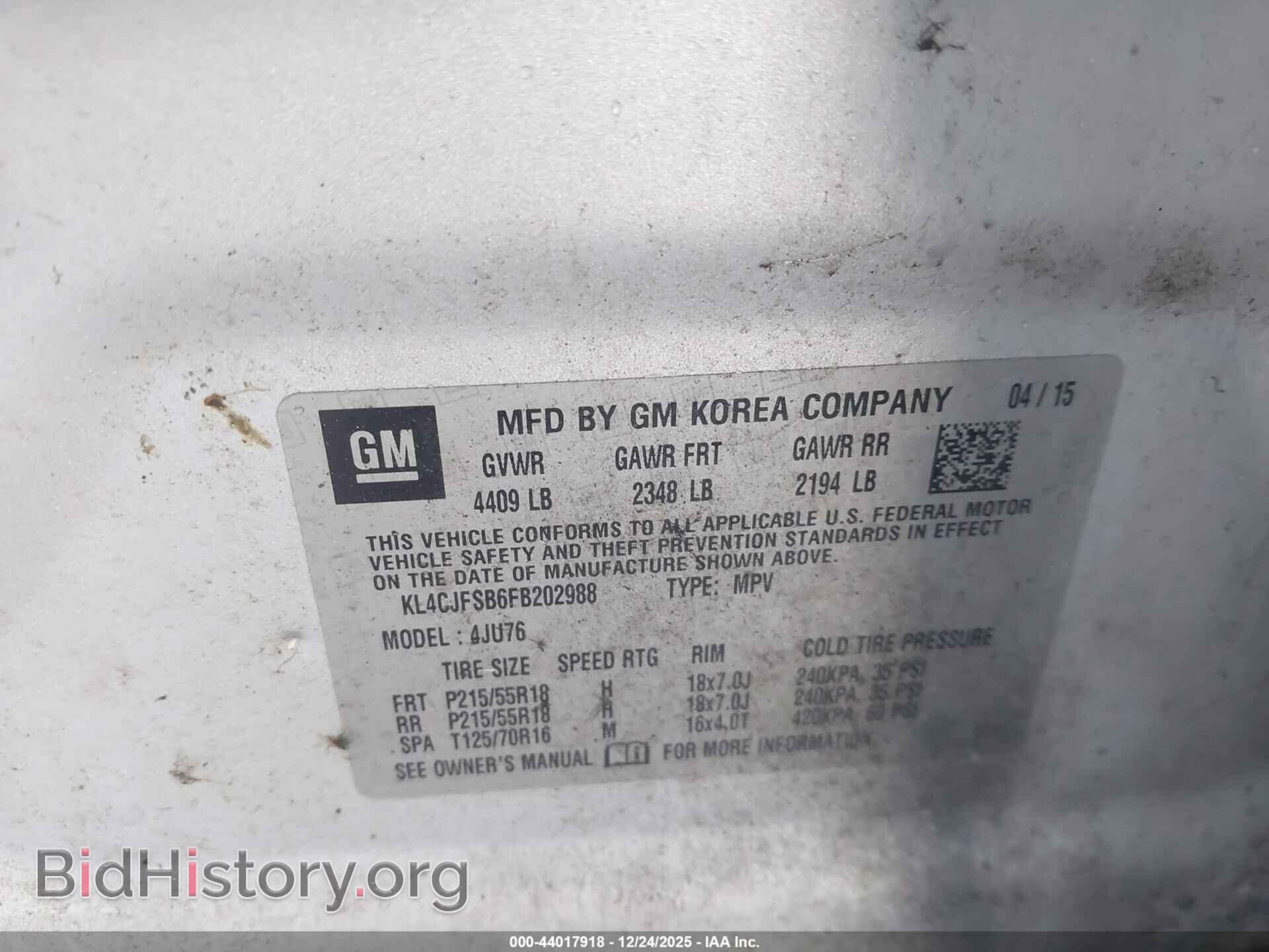 2015 BUICK ENCORE - VIN: KL4CJFSB6FB202988 - Photo 9