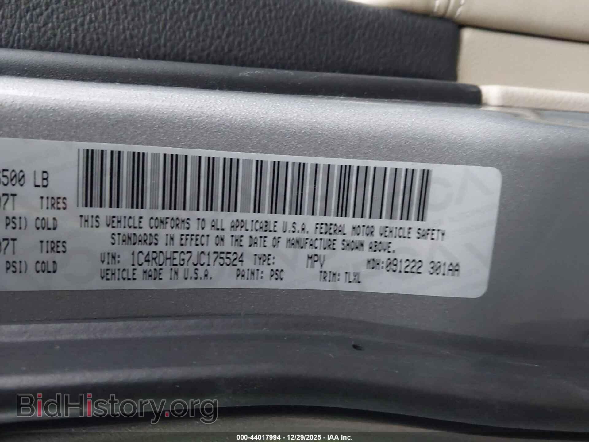 2018 DODGE DURANGO - VIN: 1C4RDHEG7JC175524 - Photo 9