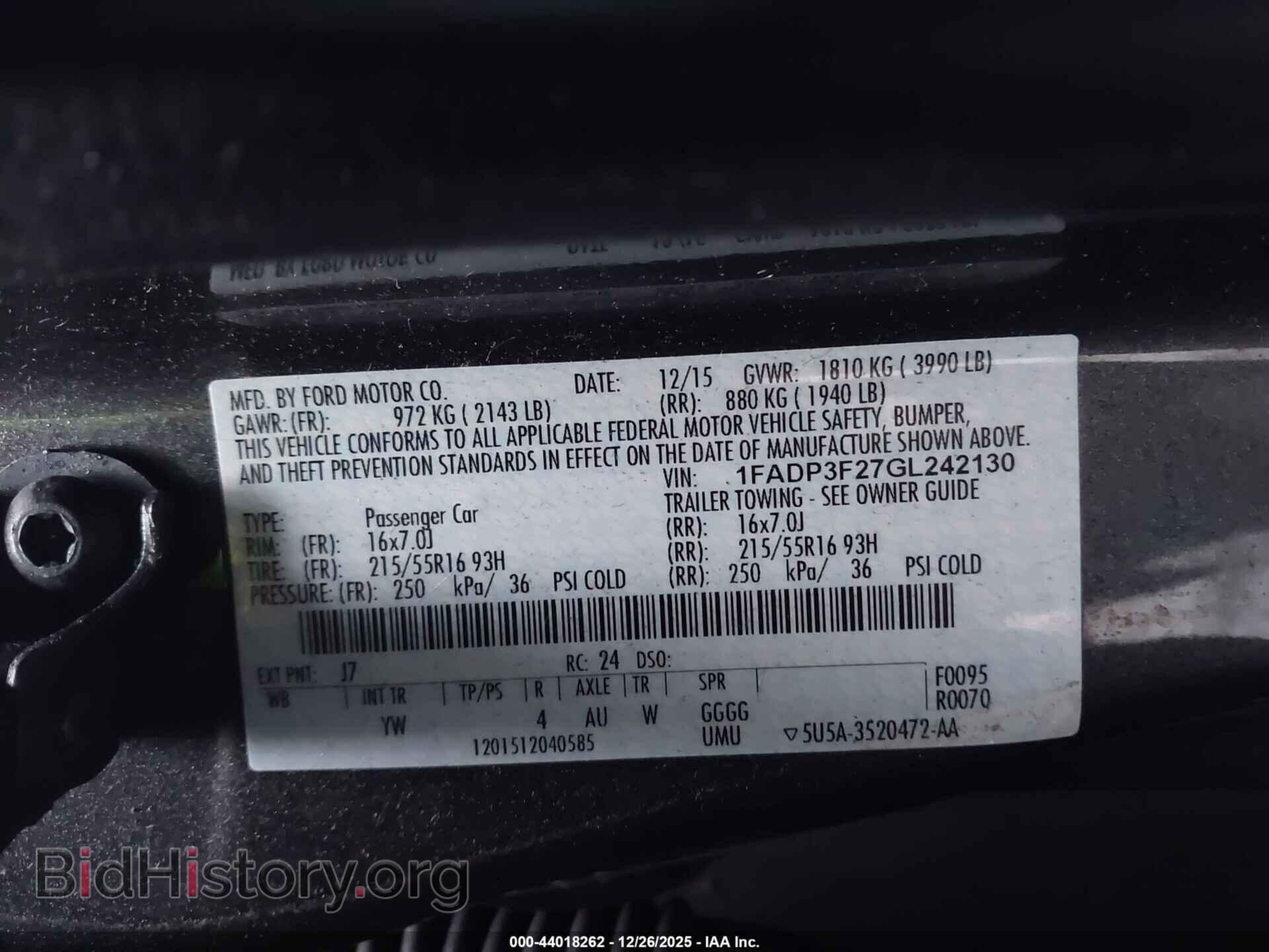 2016 FORD FOCUS - VIN: 1FADP3F27GL242130 - Фото 9