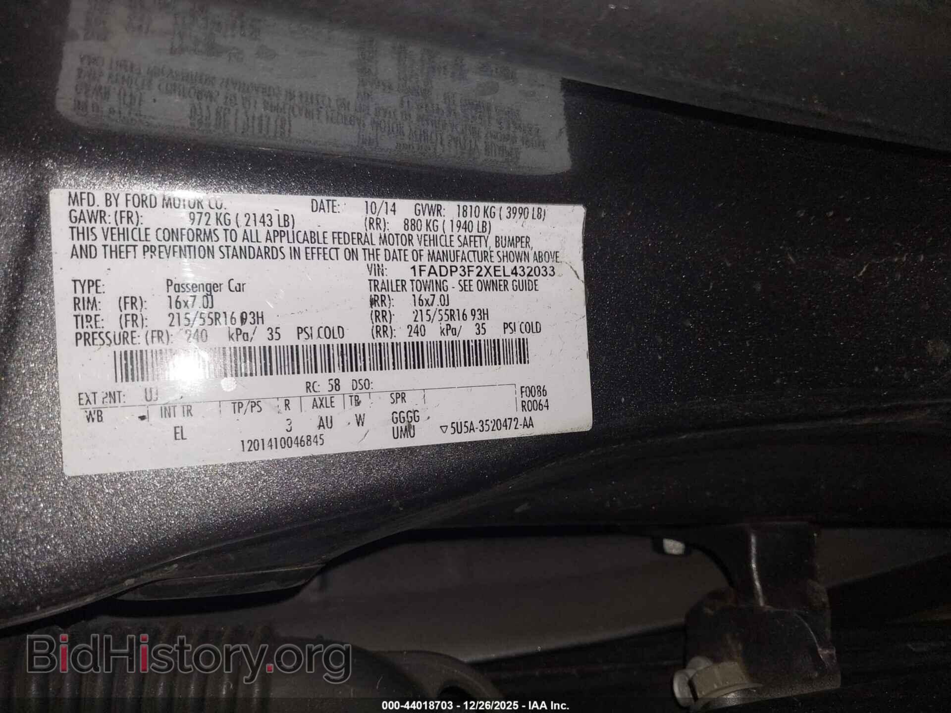 2014 FORD FOCUS - VIN: 1FADP3F2XEL432033 - Фото 9
