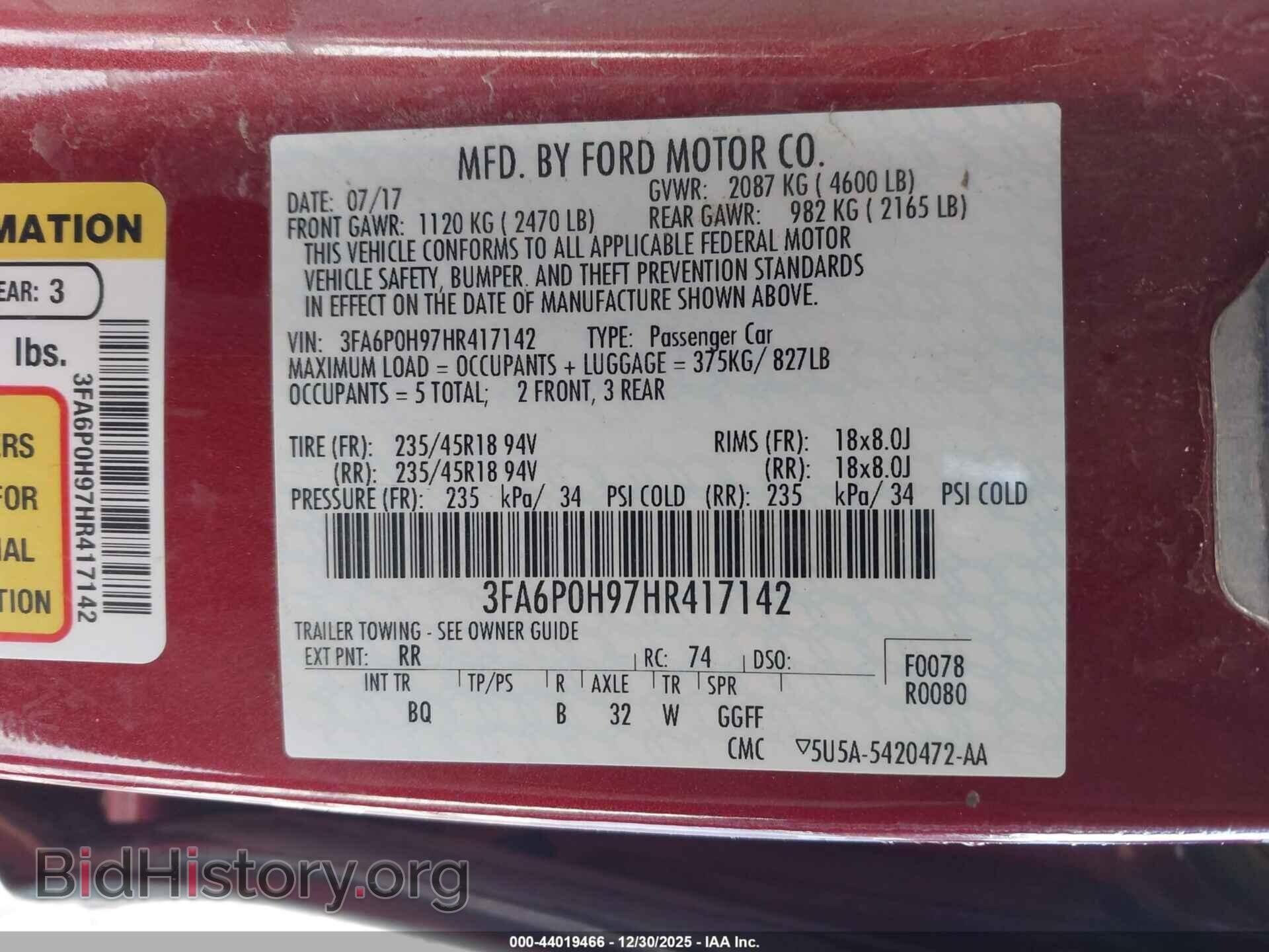 2017 FORD FUSION - VIN: 3FA6P0H97HR417142 - Фото 9