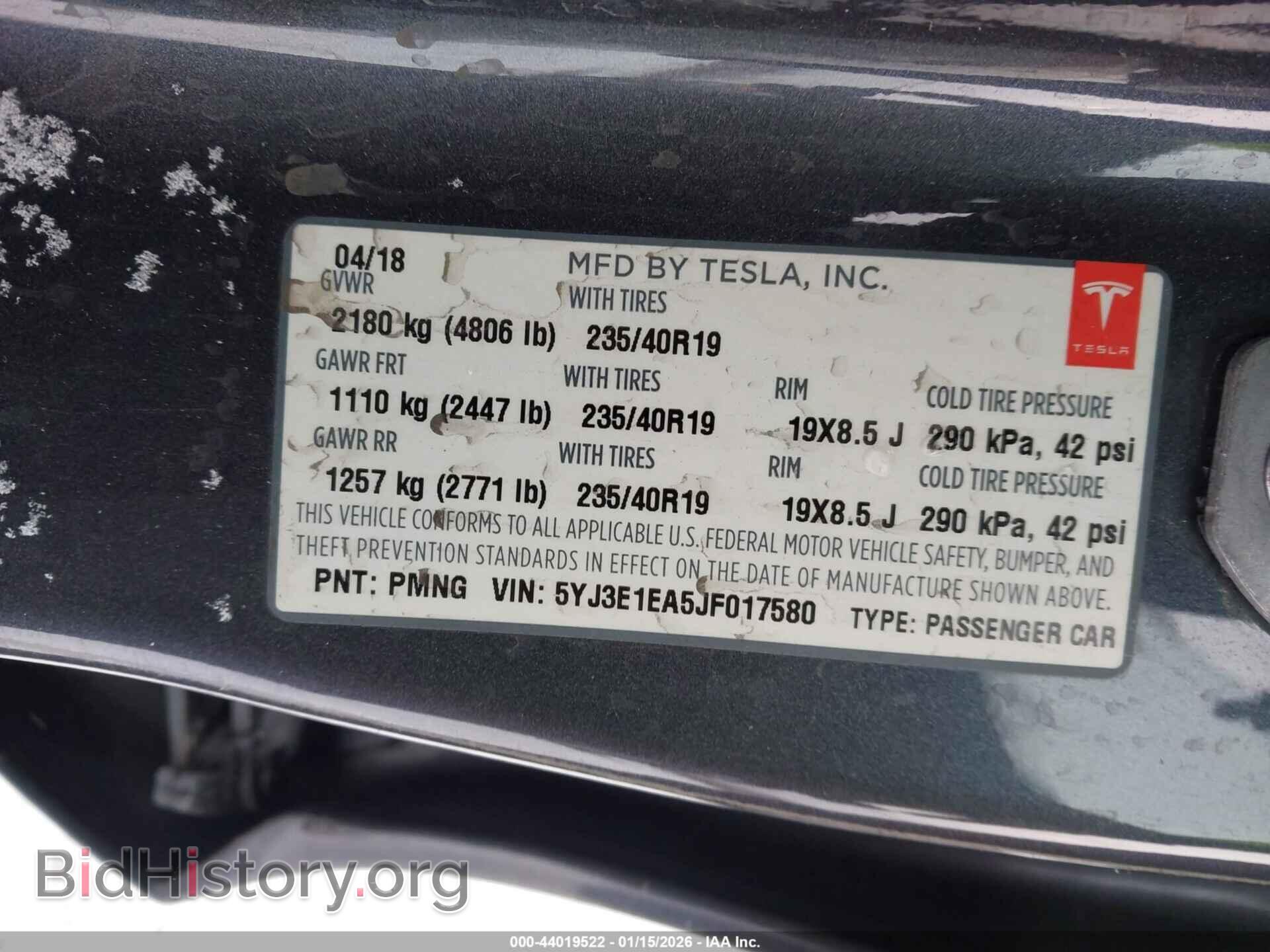 2018 TESLA MODEL 3 - VIN: 5YJ3E1EA5JF017580 - Photo 9