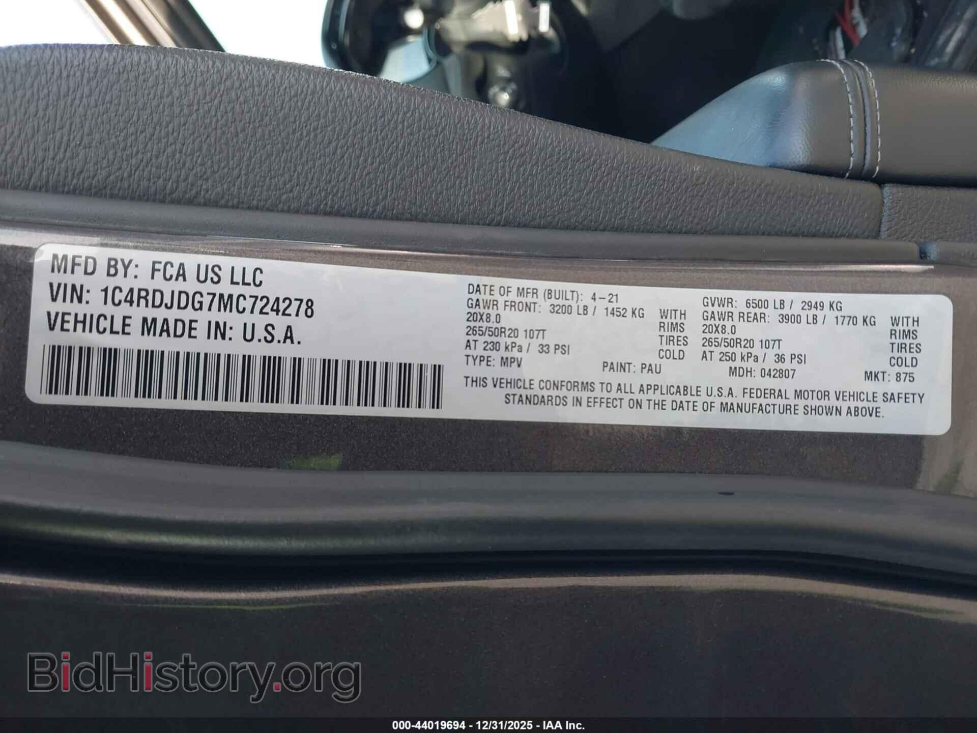 2021 DODGE DURANGO - VIN: 1C4RDJDG7MC724278 - Photo 9