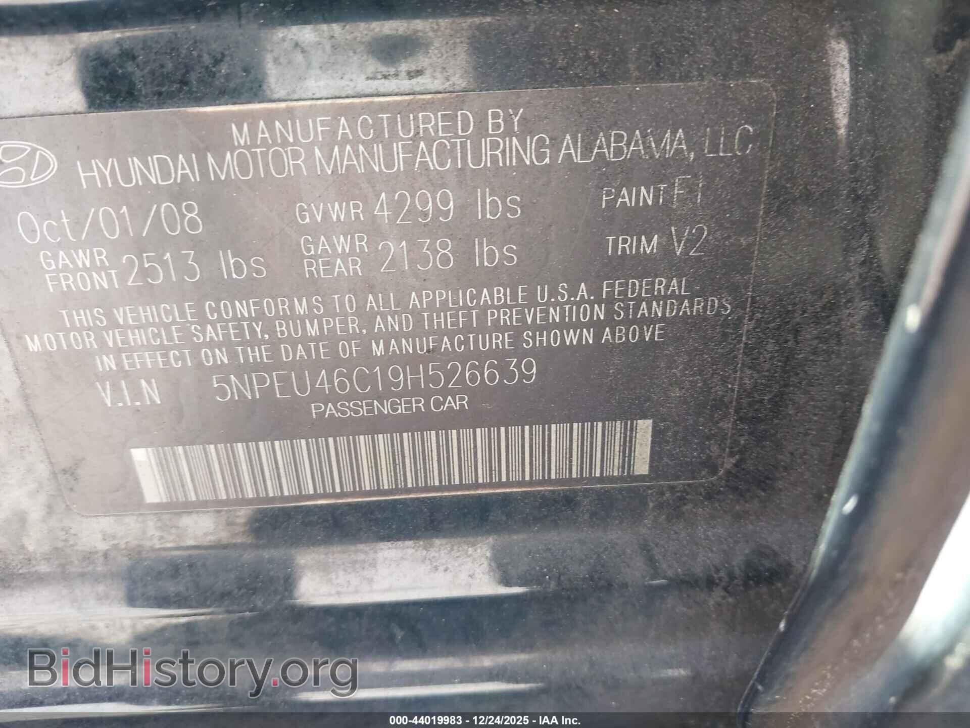 2009 HYUNDAI SONATA - VIN: 5NPEU46C19H526639 - Фото 9