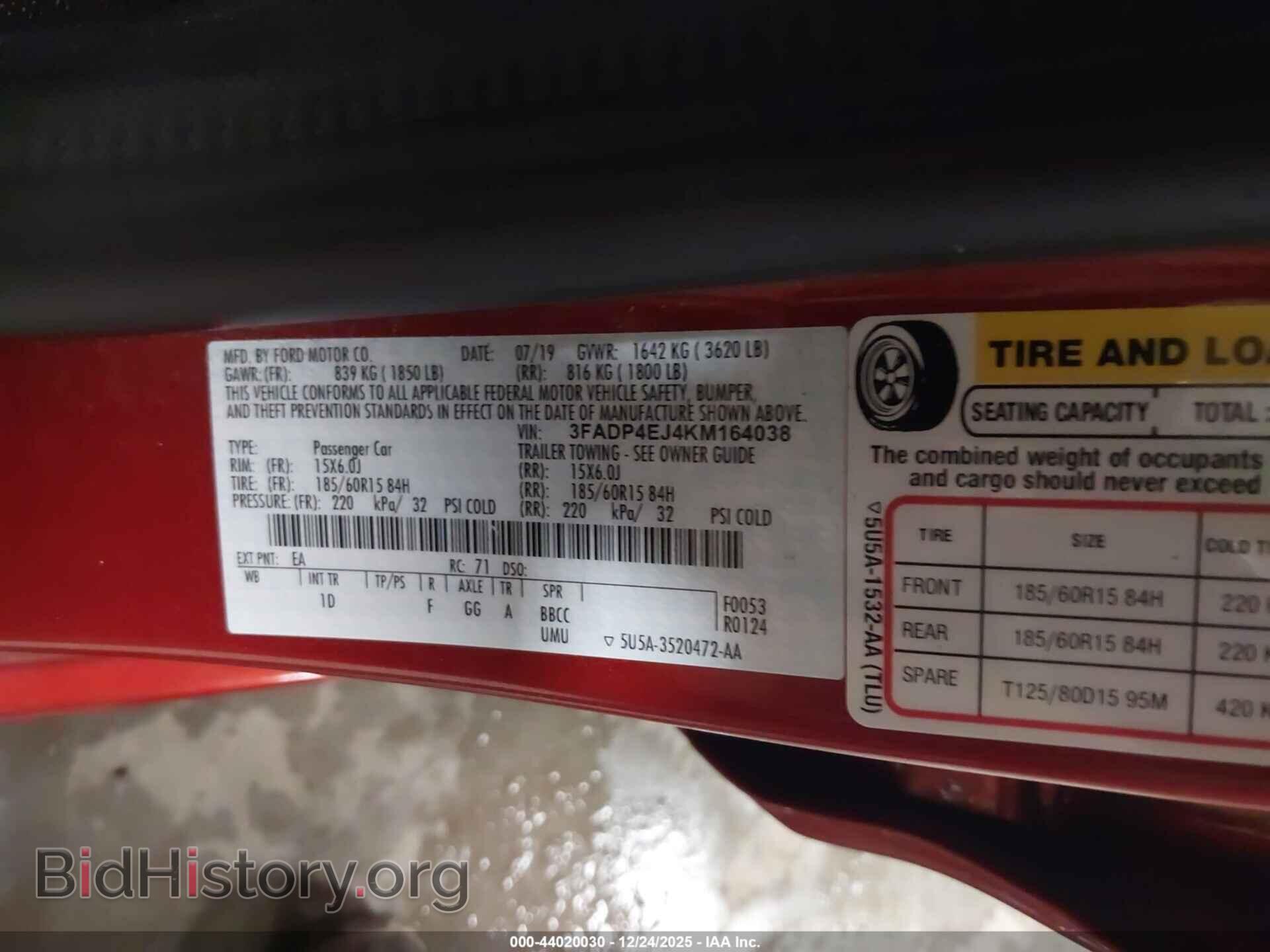 2019 FORD FIESTA - VIN: 3FADP4EJ4KM164038 - Фото 9