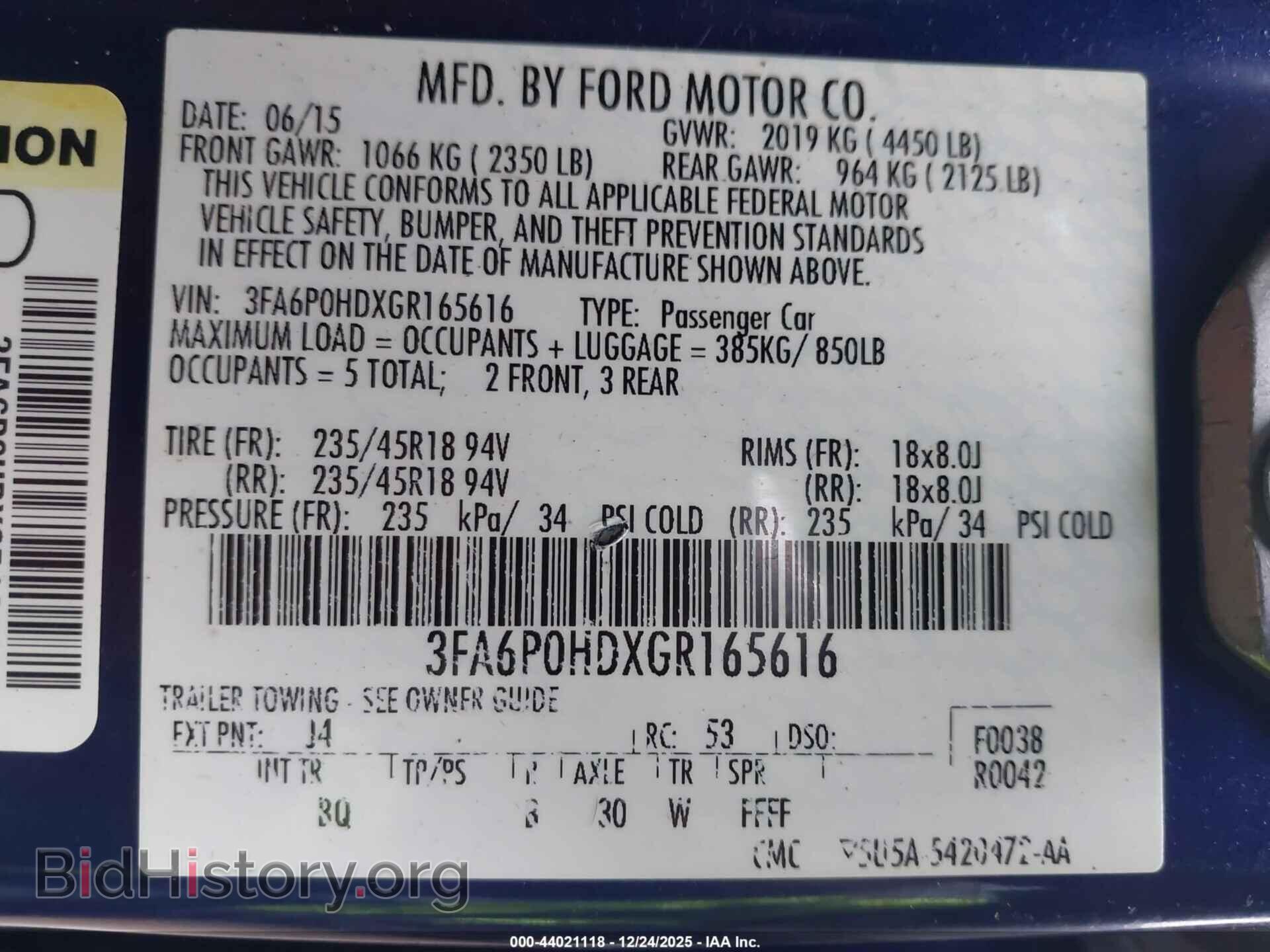 2016 FORD FUSION - VIN: 3FA6P0HDXGR165616 - Фото 9