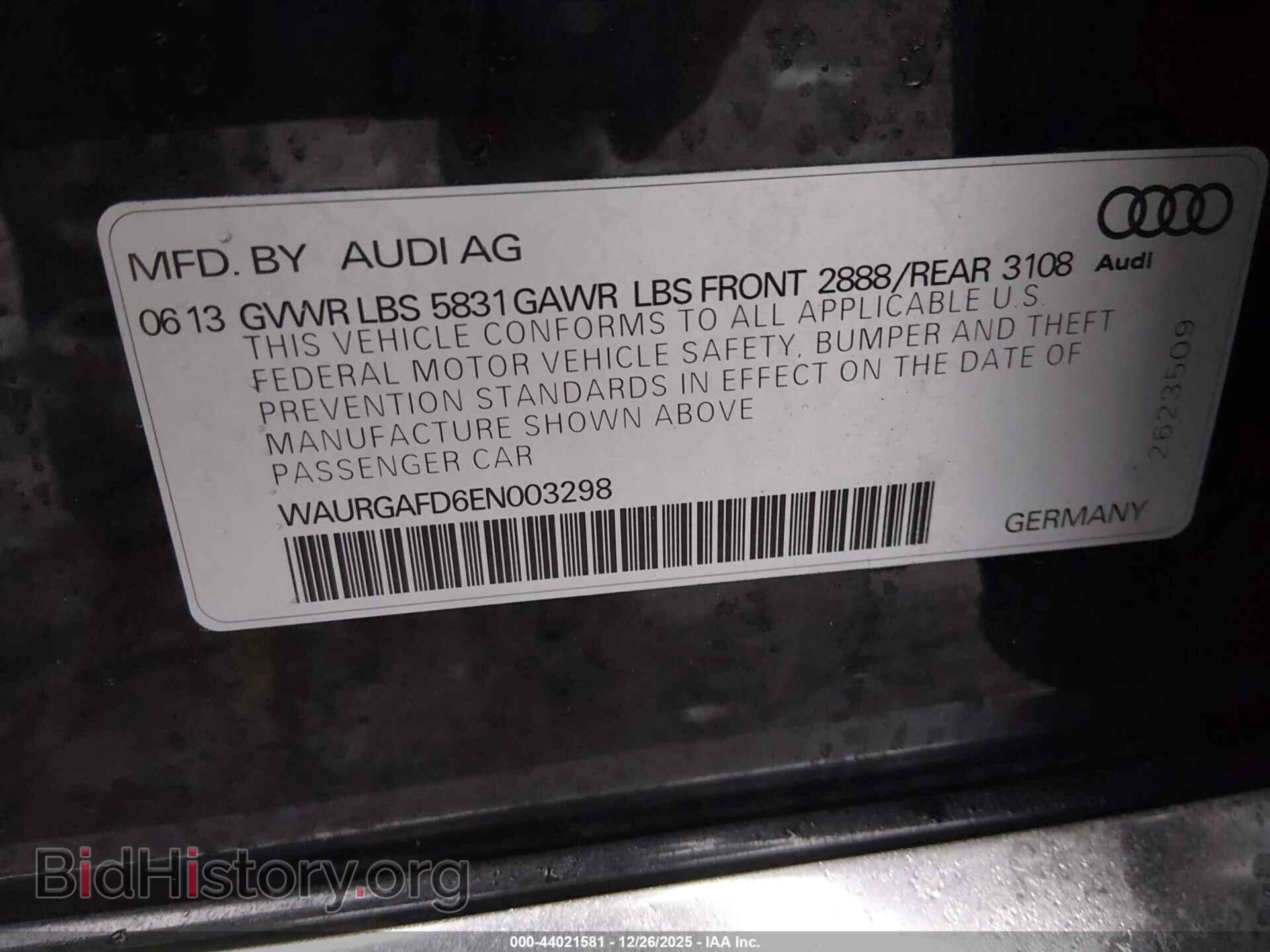 2014 AUDI A8 L - VIN: WAURGAFD6EN003298 - Фото 9