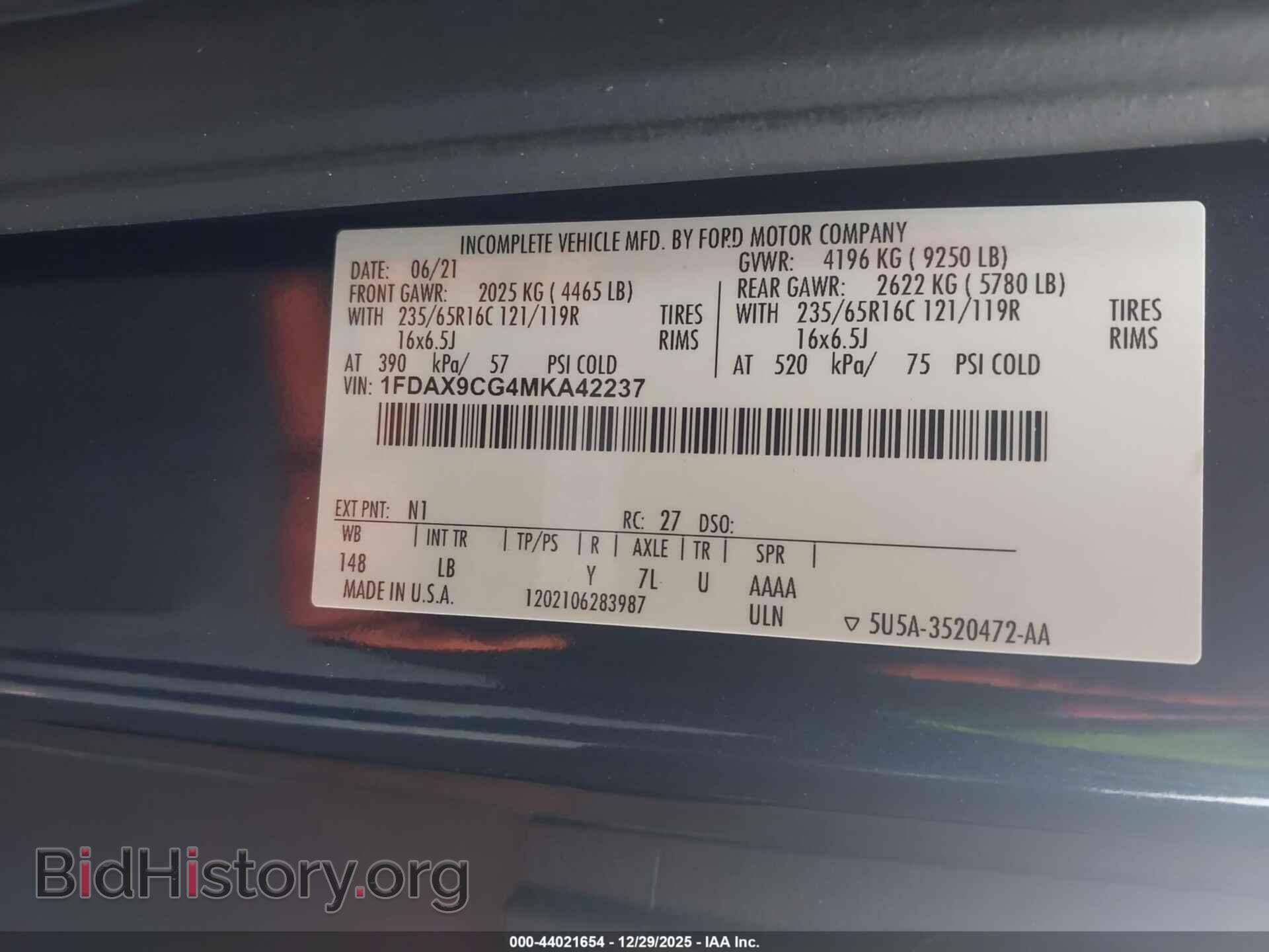 2021 FORD TRANSIT-350 PASSENGER VAN - VIN: 1FDAX9CG4MKA42237 - Фото 9