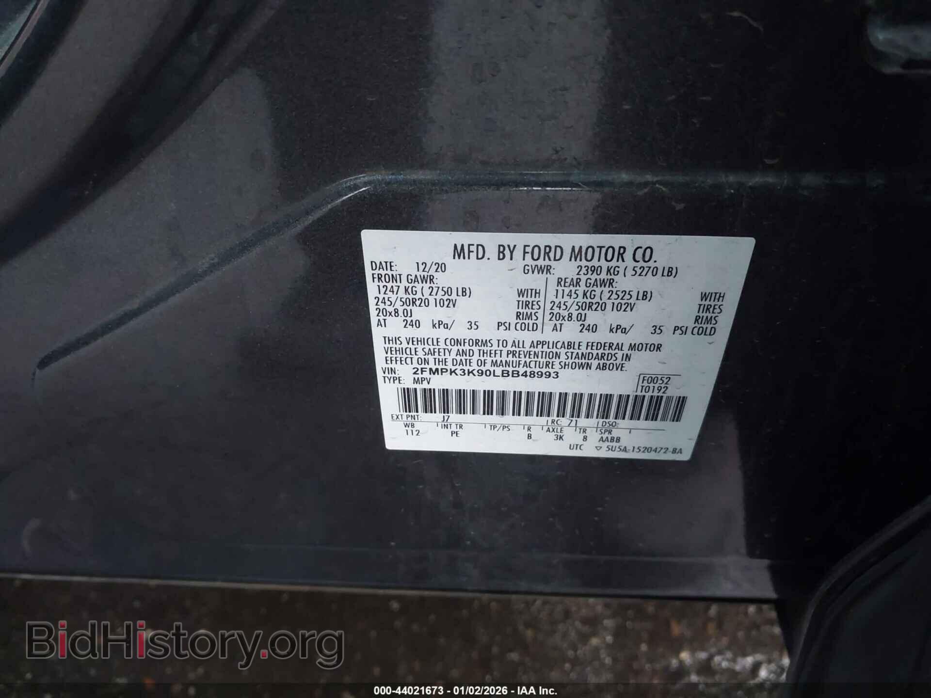 2020 FORD EDGE - VIN: 2FMPK3K90LBB48993 - Фото 9