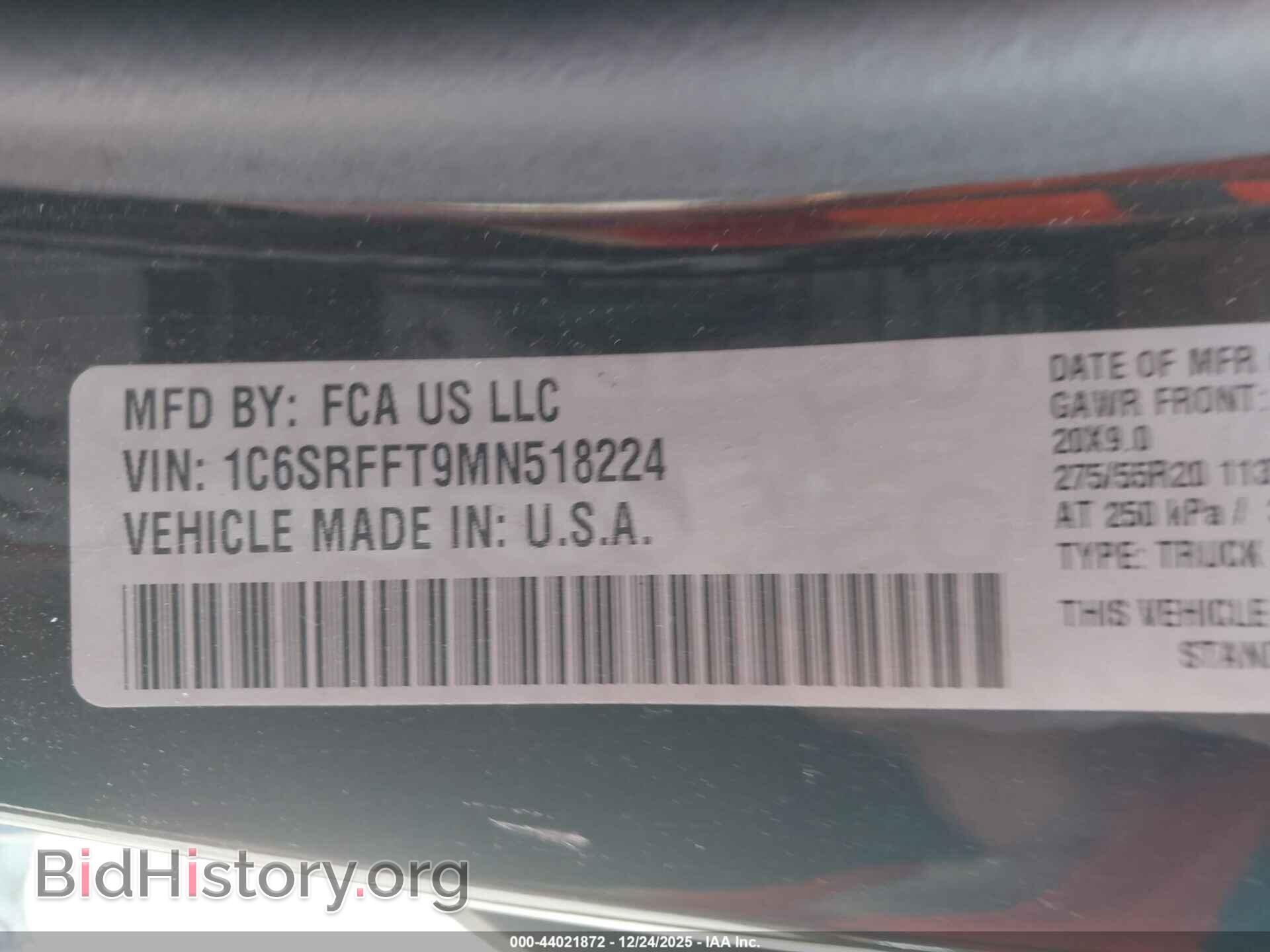 2021 RAM 1500 - VIN: 1C6SRFFT9MN518224 - Фото 9