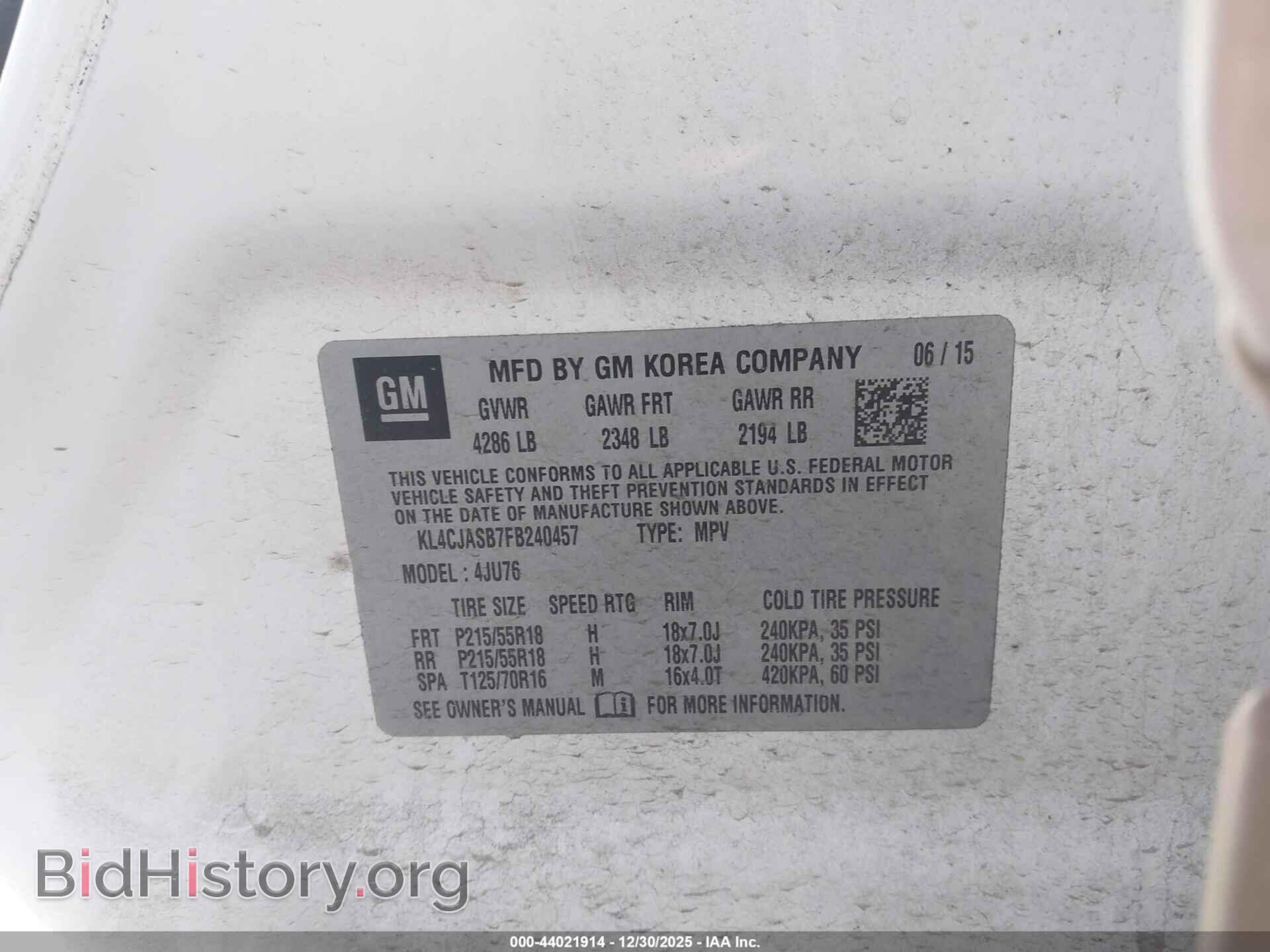 2015 BUICK ENCORE - VIN: KL4CJASB7FB240457 - Фото 9