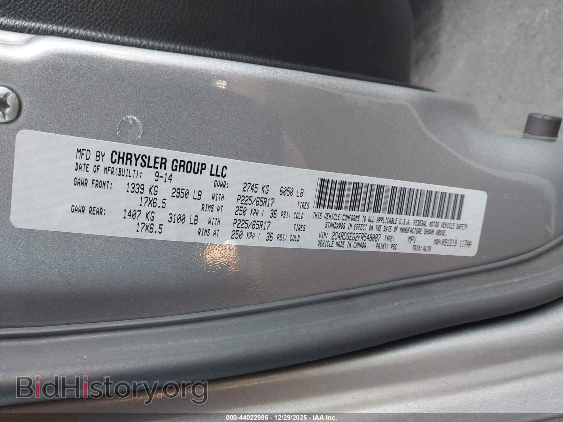 2015 DODGE GRAND CARAVAN - VIN: 2C4RDGEG2FR548087 - Фото 9