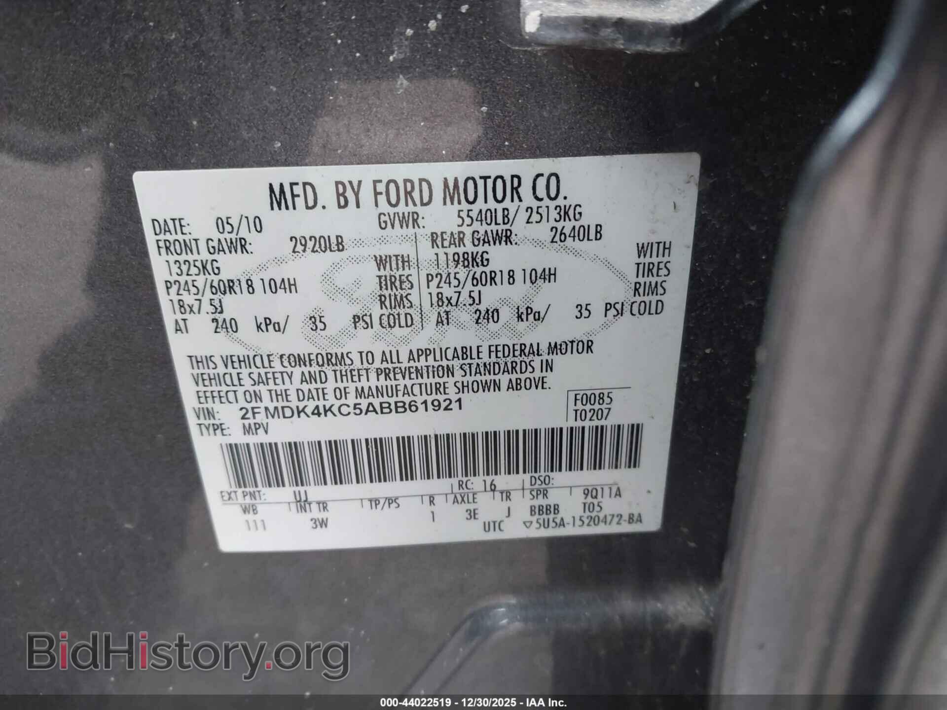 2010 FORD EDGE - VIN: 2FMDK4KC5ABB61921 - Photo 9