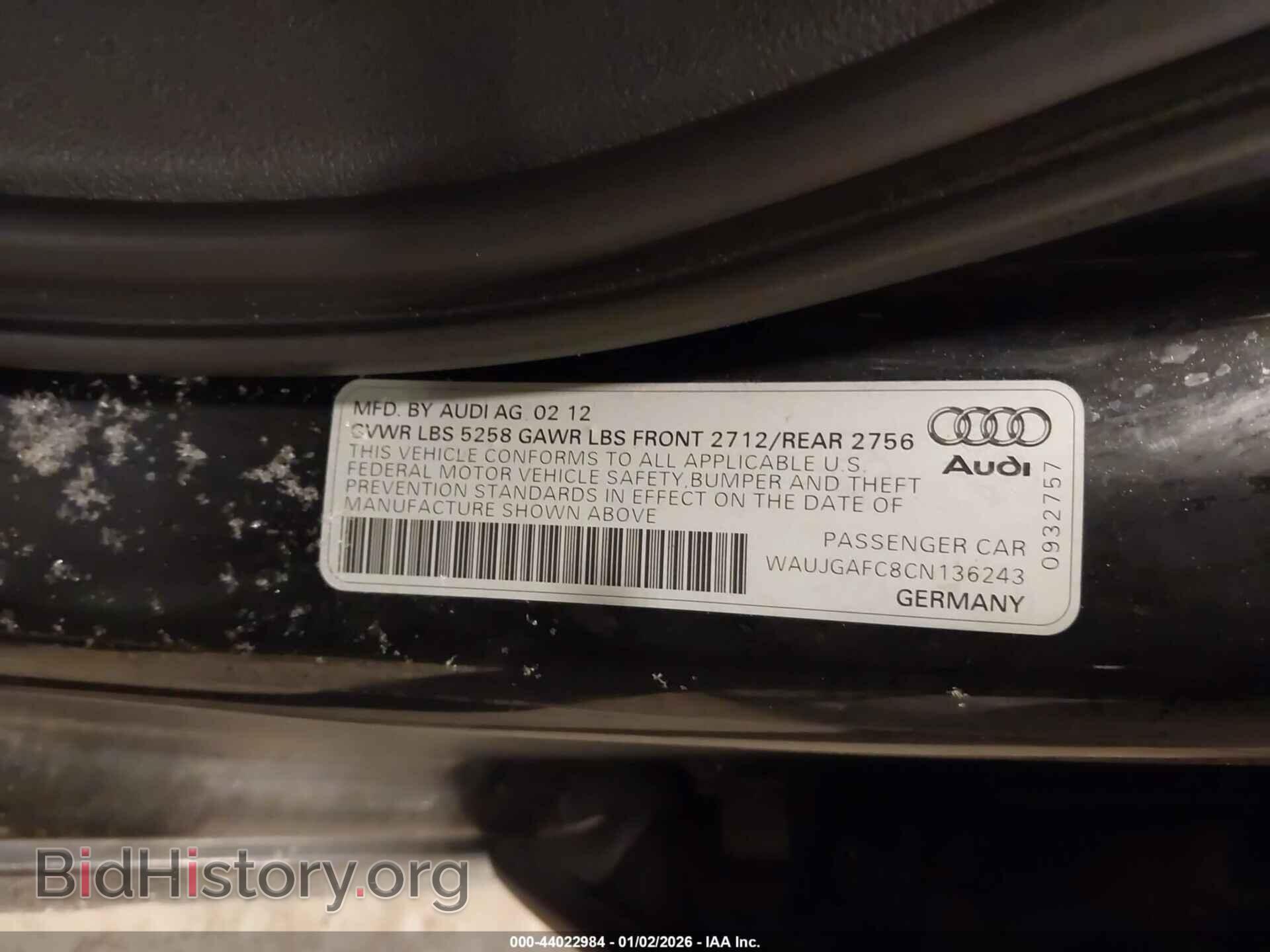 2012 AUDI A6 - VIN: WAUJGAFC8CN136243 - Фото 9