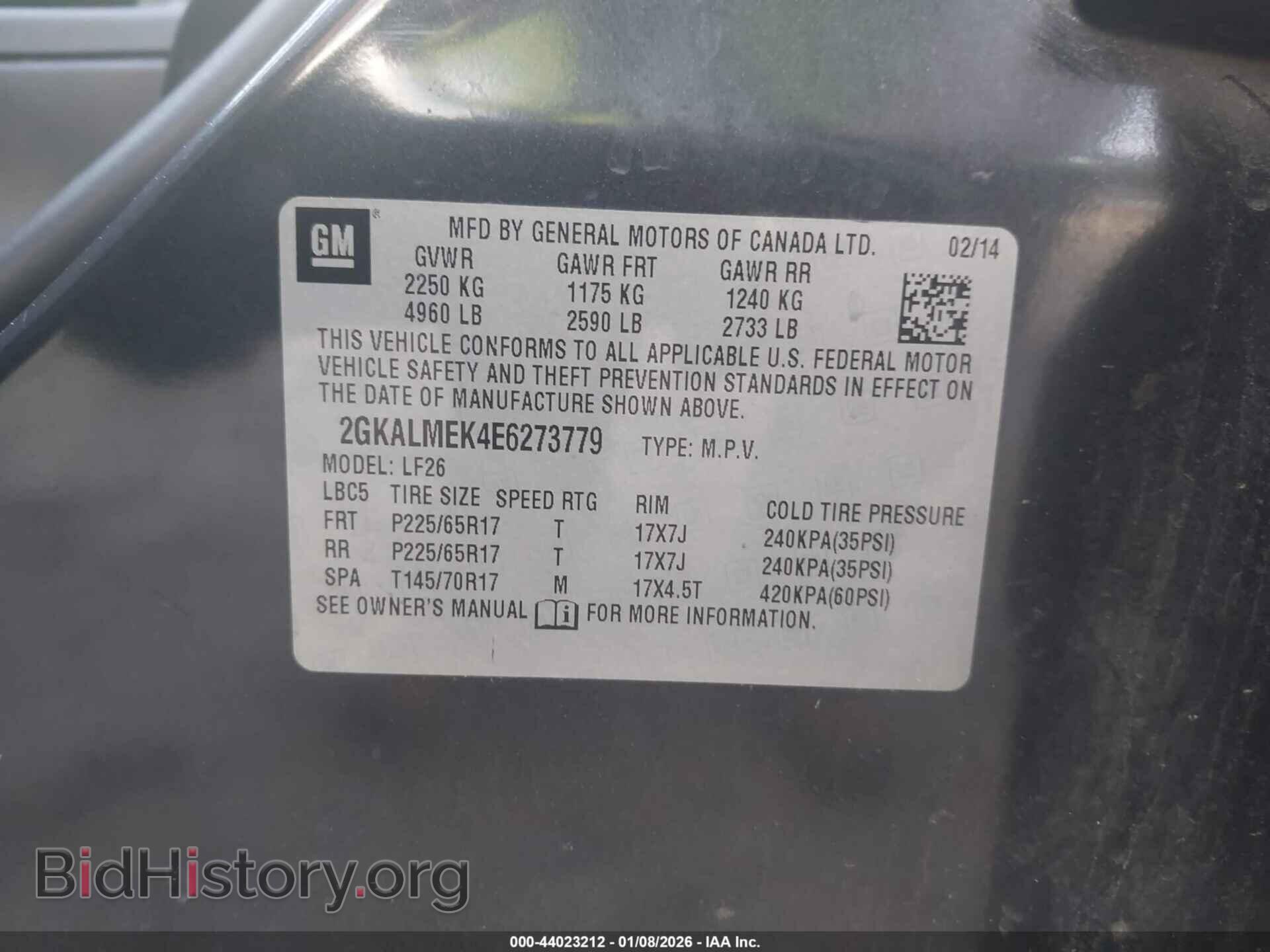 2014 GMC TERRAIN - VIN: 2GKALMEK4E6273779 - Фото 9