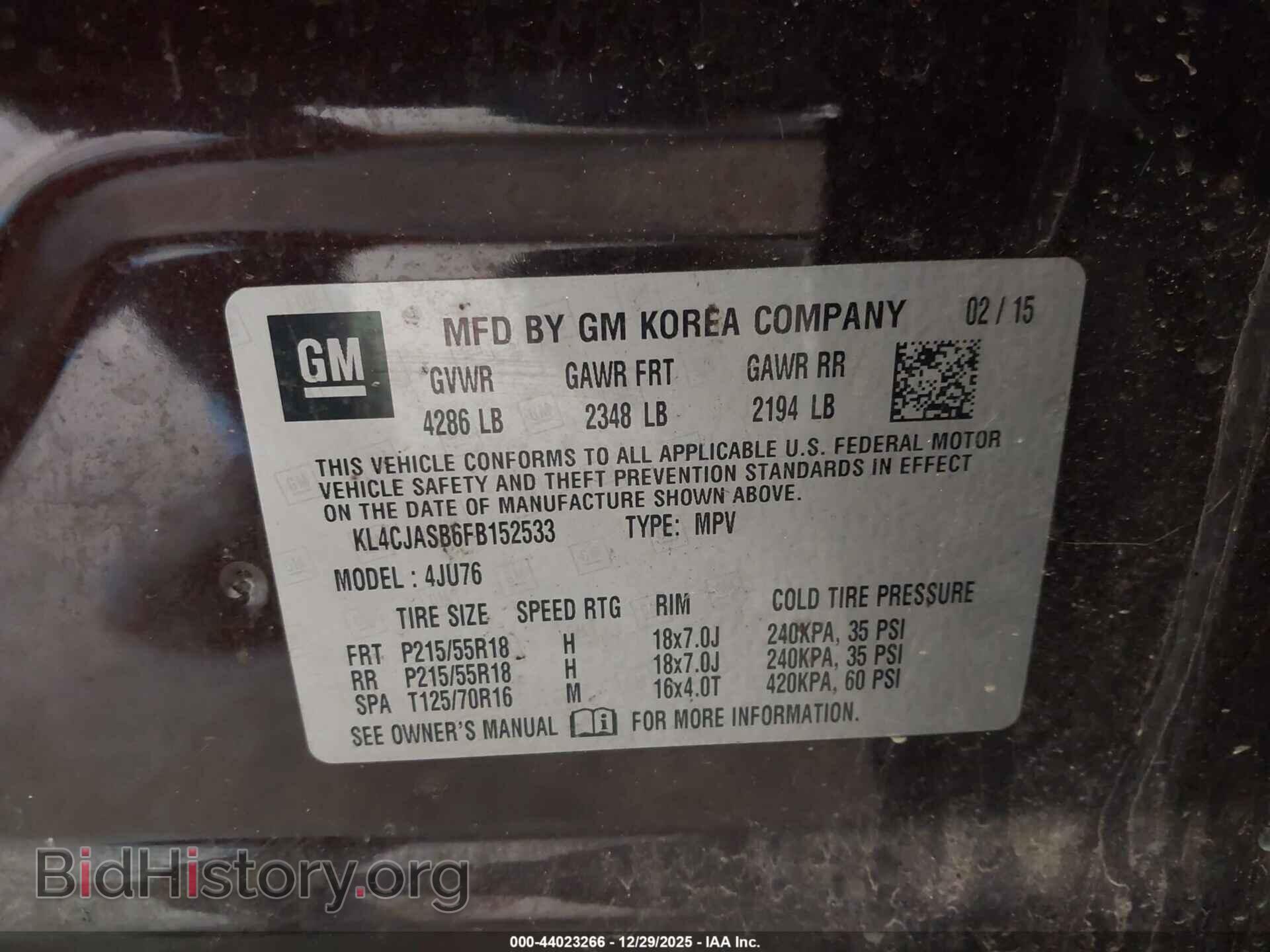 2015 BUICK ENCORE - VIN: KL4CJASB6FB152533 - Фото 9