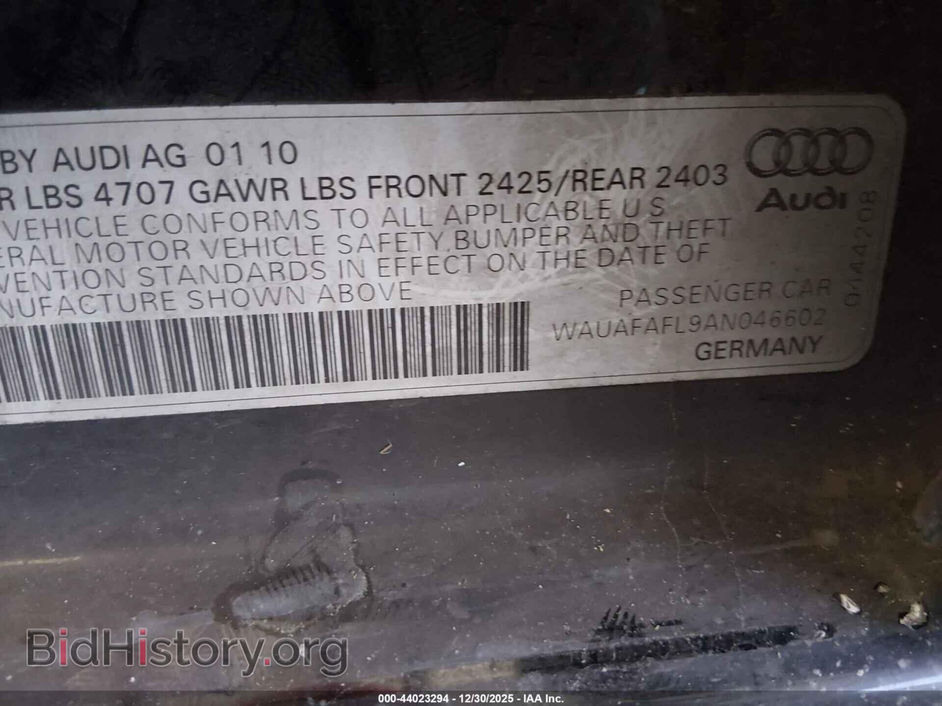 2010 AUDI A4 - VIN: WAUAFAFL9AN046602 - Фото 9