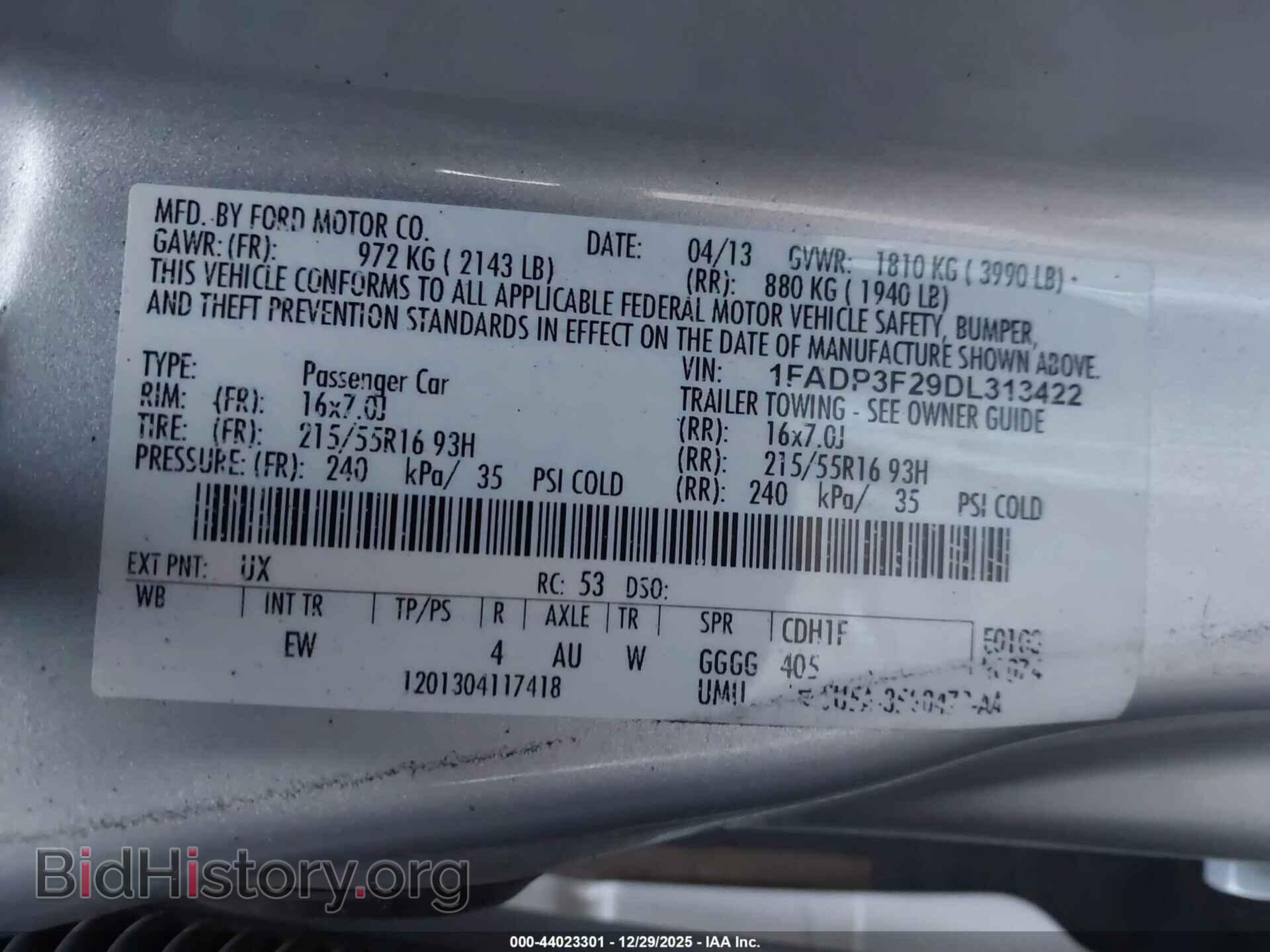 2013 FORD FOCUS - VIN: 1FADP3F29DL313422 - Фото 9