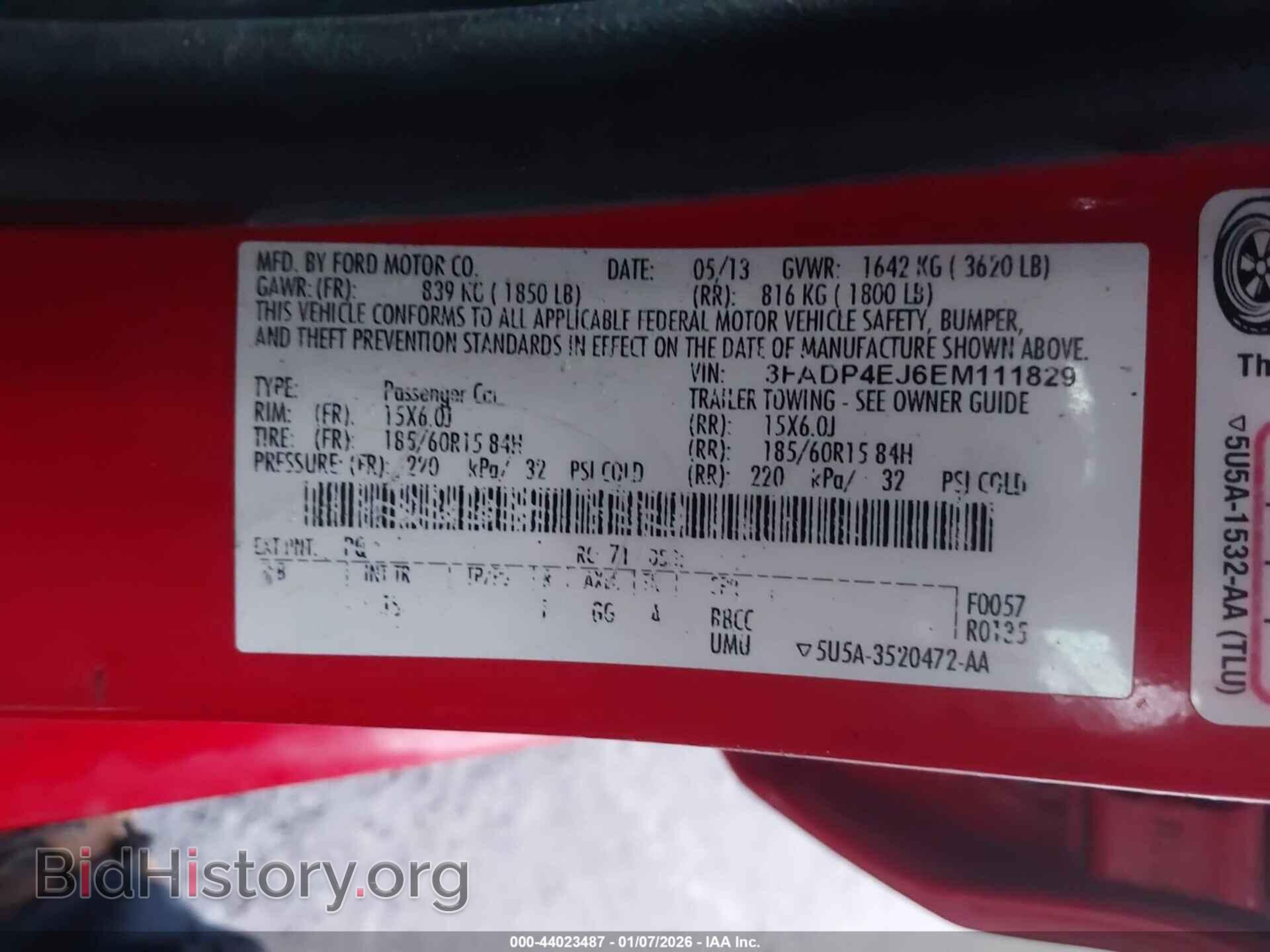 2014 FORD FIESTA - VIN: 3FADP4EJ6EM111829 - Фото 9