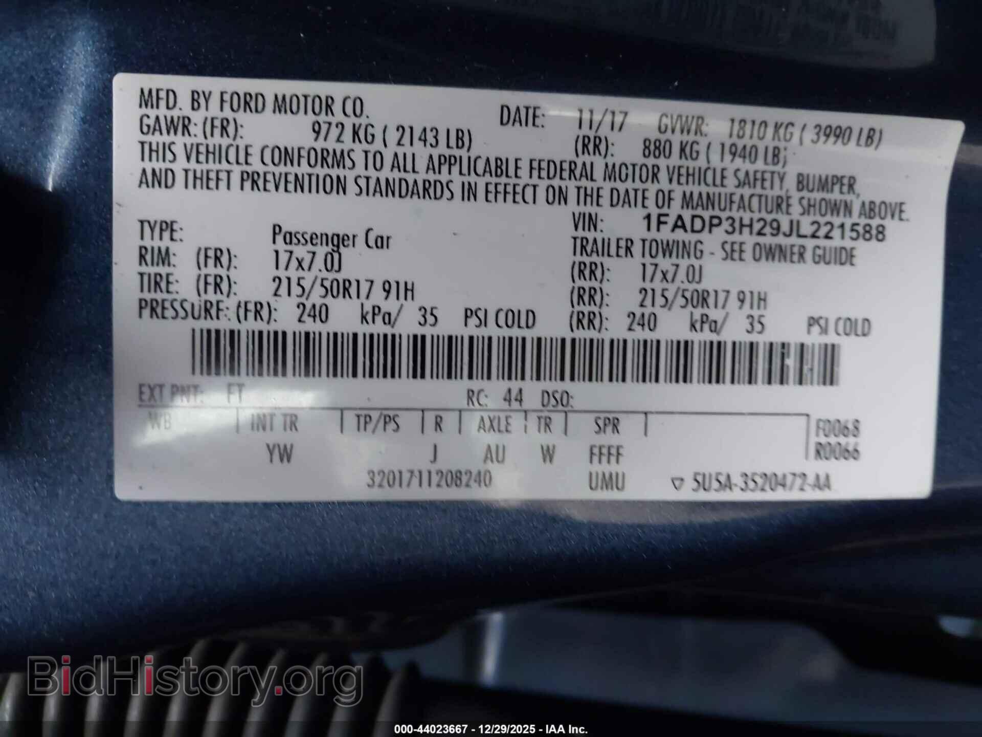 2018 FORD FOCUS - VIN: 1FADP3H29JL221588 - Фото 9