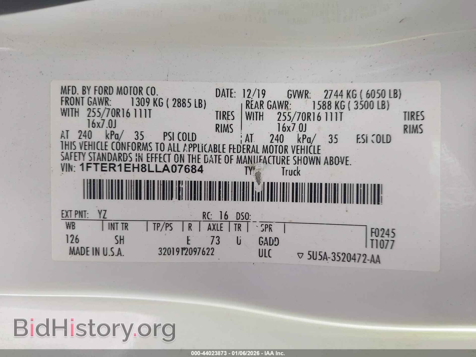 2020 FORD RANGER - VIN: 1FTER1EH8LLA07684 - Фото 9