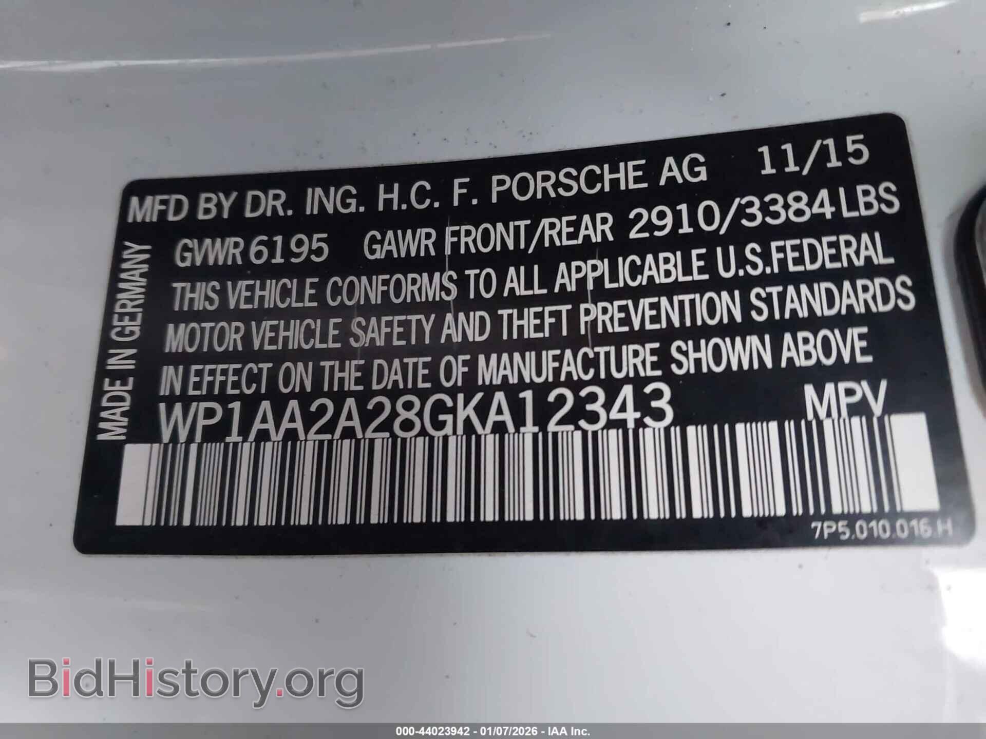 2016 PORSCHE CAYENNE - VIN: WP1AA2A28GKA12343 - Фото 9