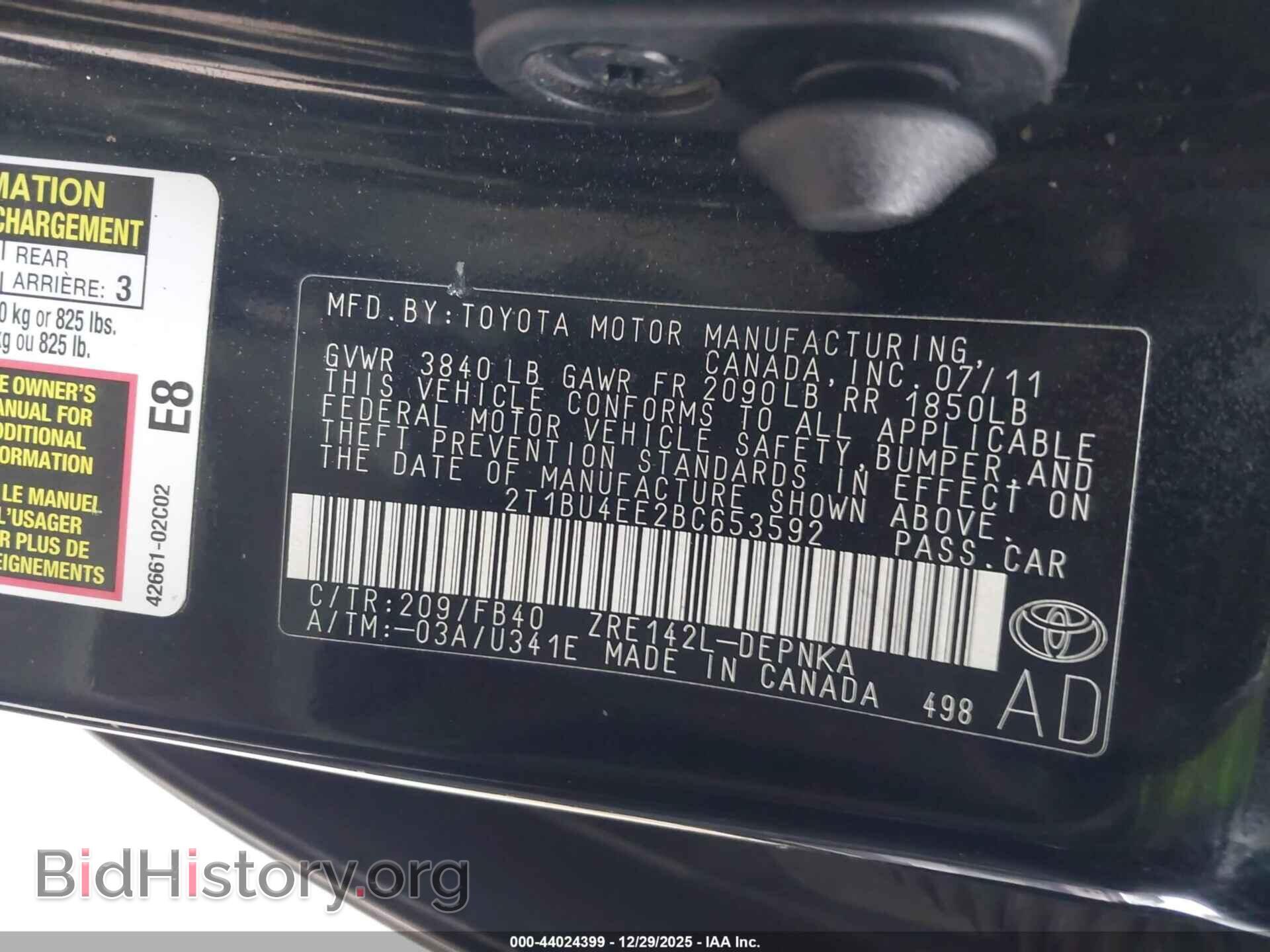 2011 TOYOTA COROLLA - VIN: 2T1BU4EE2BC653592 - Фото 9