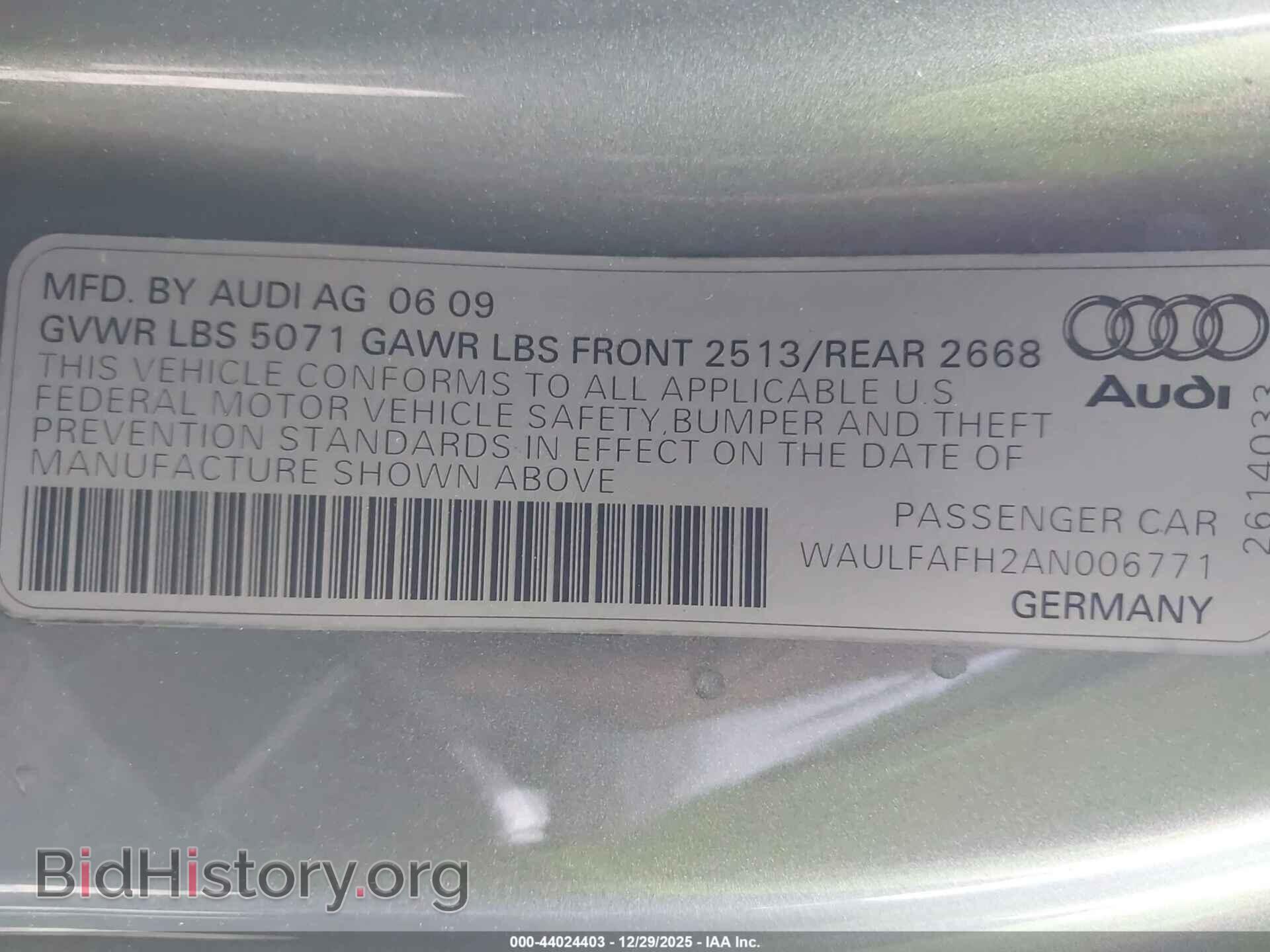 2010 AUDI A5 - VIN: WAULFAFH2AN006771 - Photo 9